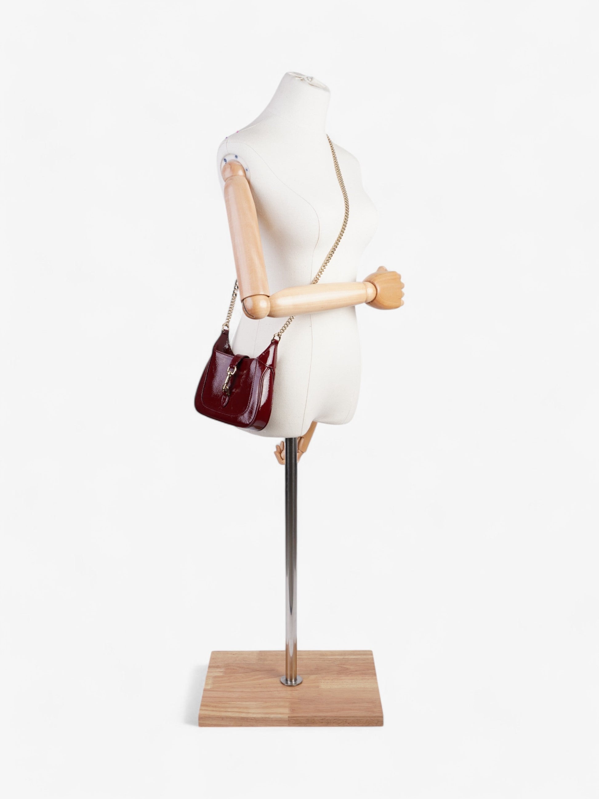 Gucci Jackie Notte Patent Crossbody Bag Leather Red