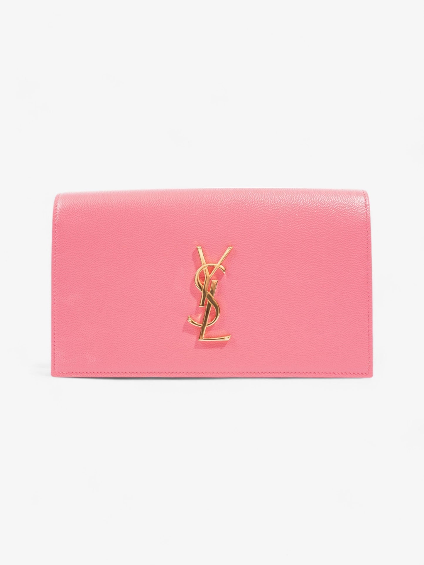 YSL Saint Laurent Kate Neon Grained Clutch Bag Leather Pink