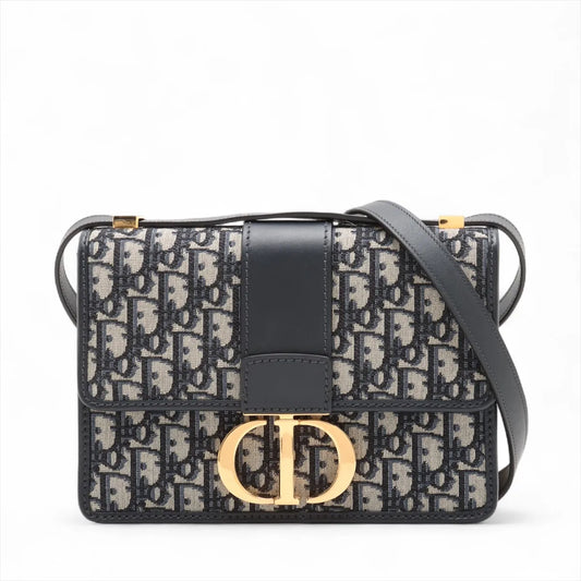 Dior Handbag Christian Oblique Jacquard 30 Montaigne Bag with Blue Chain