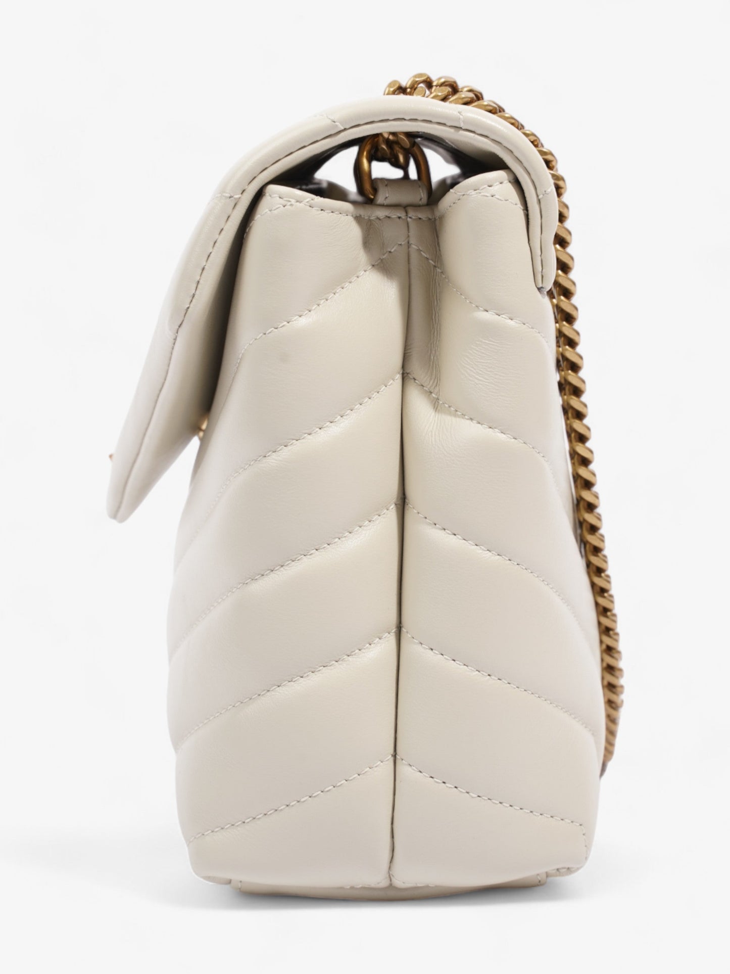 YSL Saint Laurent Loulou Blanc Calfskin Crossbody Bag Leather Small
