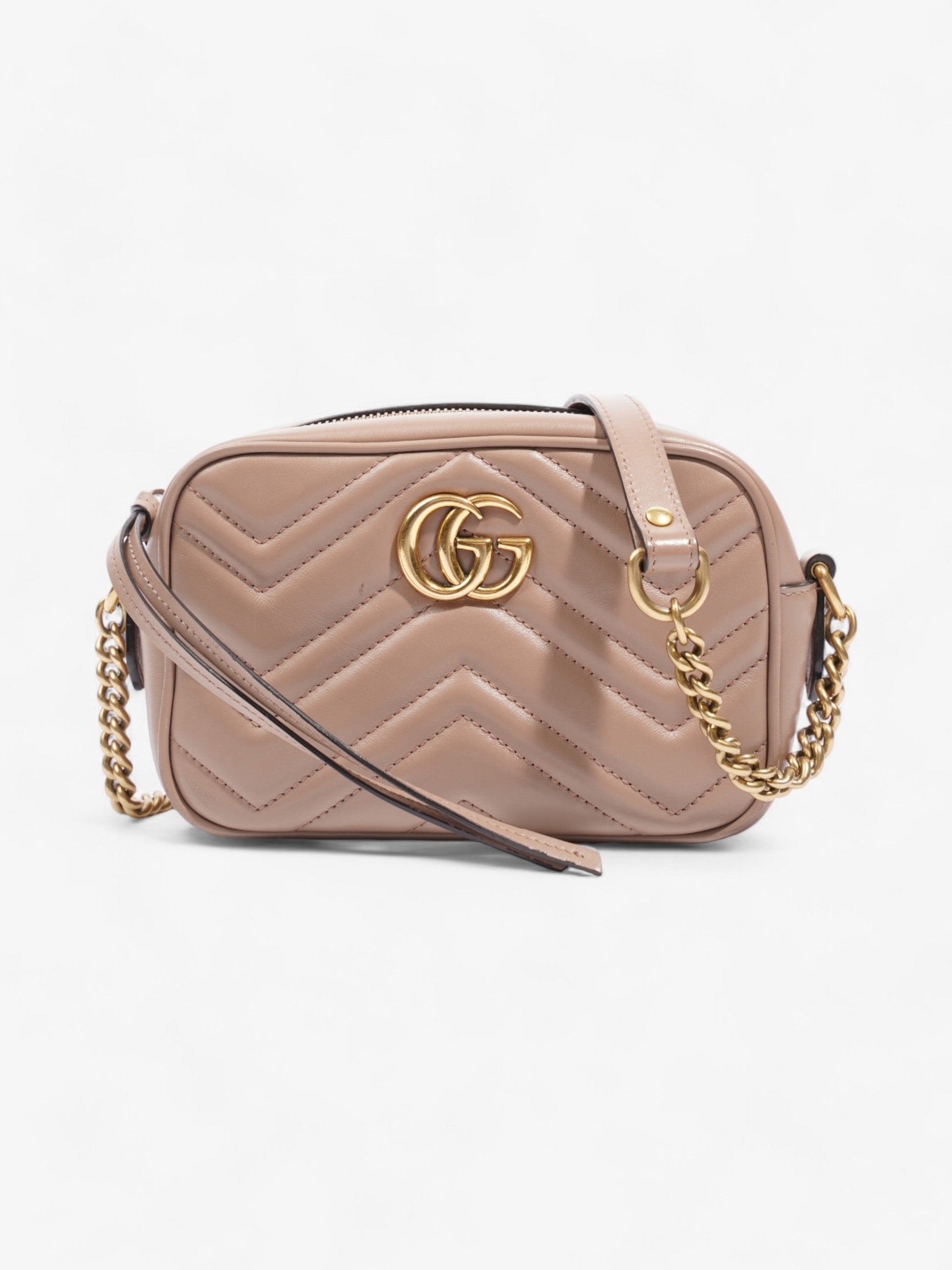 Gucci Marmont Taupe Crossbody Bag Leather Matelasse