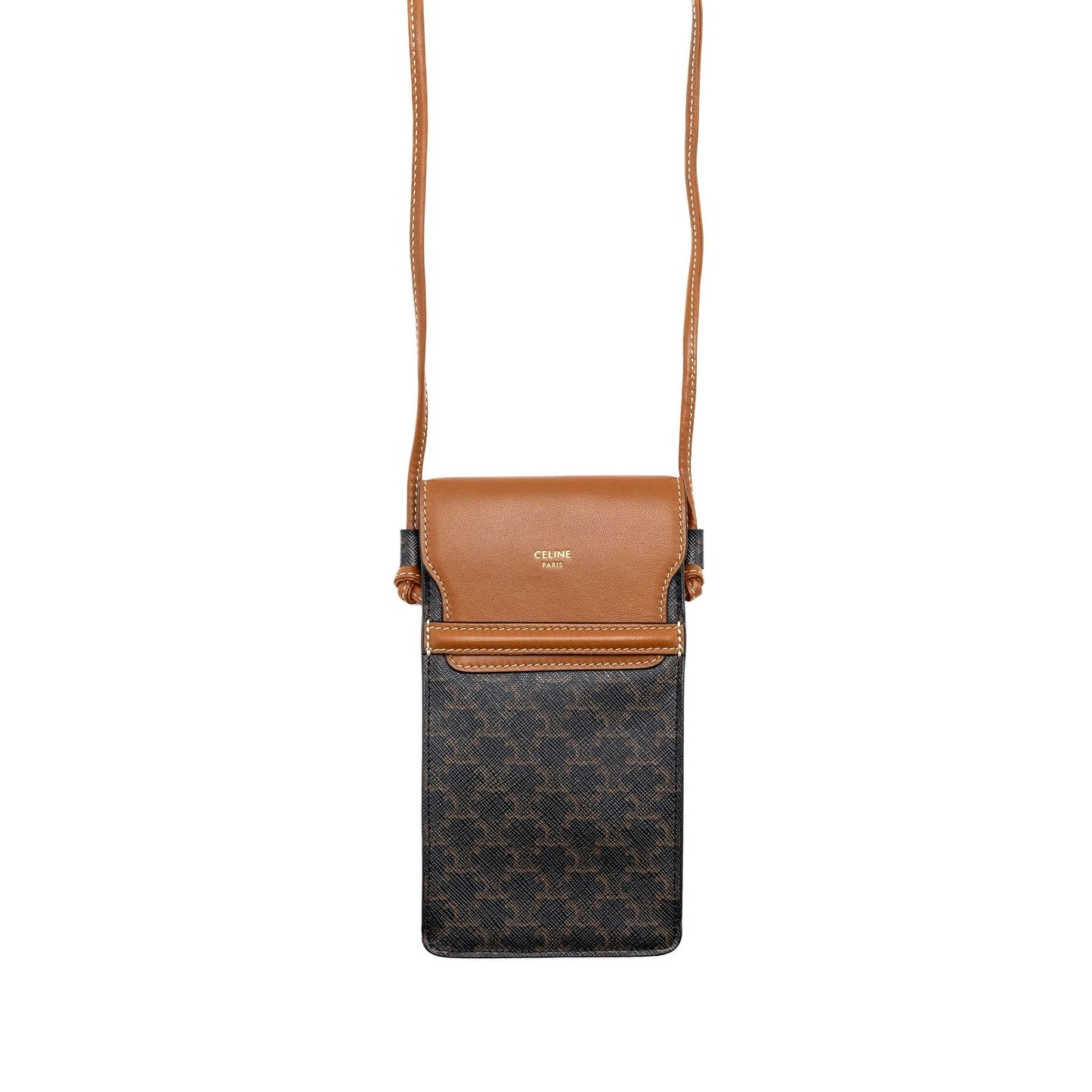 Luxury Phone Pouch With Triomphe Lambskin Handbag Canvas Tan Travel Bag