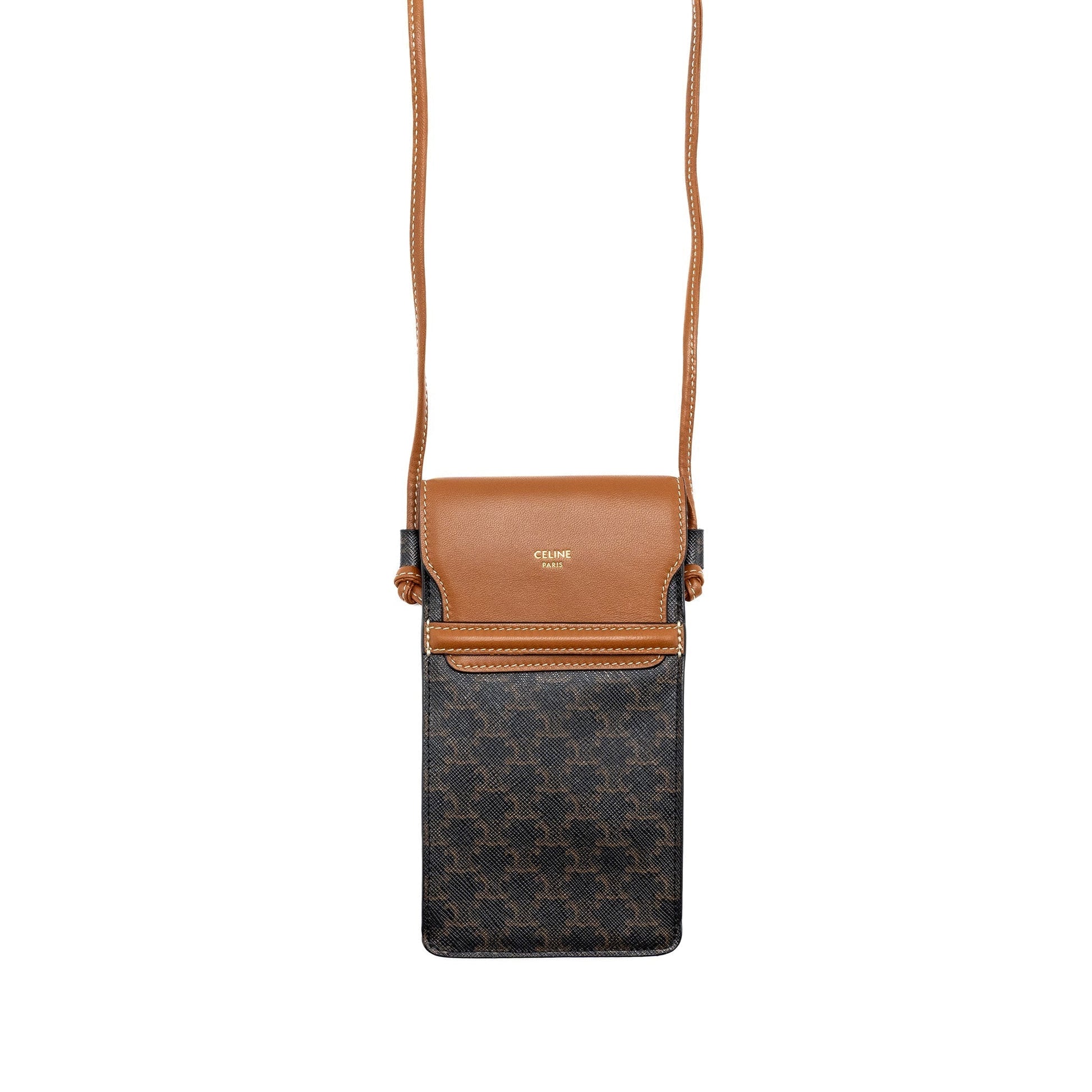 Luxury Phone Pouch With Triomphe Lambskin Handbag Canvas Tan Travel Bag