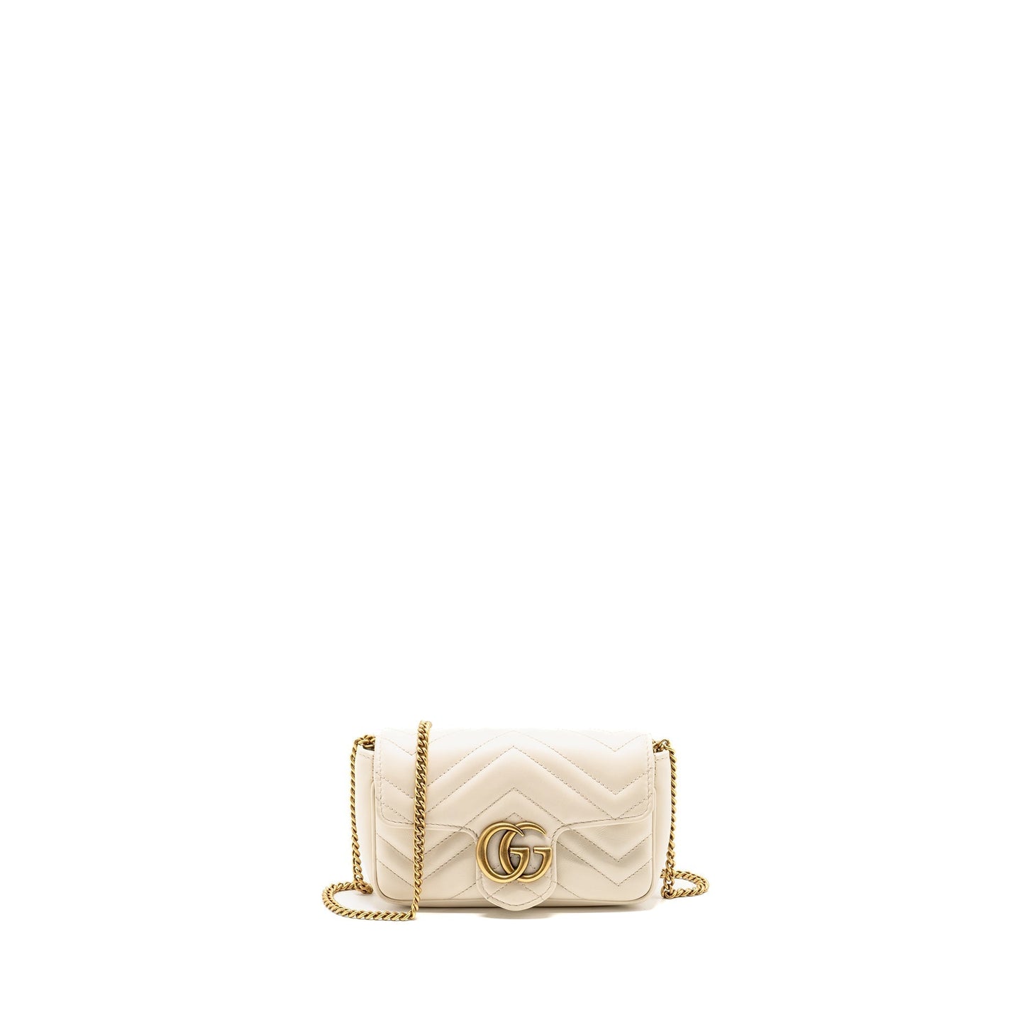 Gucci Marmont Super Calfskin Handbag White Mini Travel Bag Ghw 1