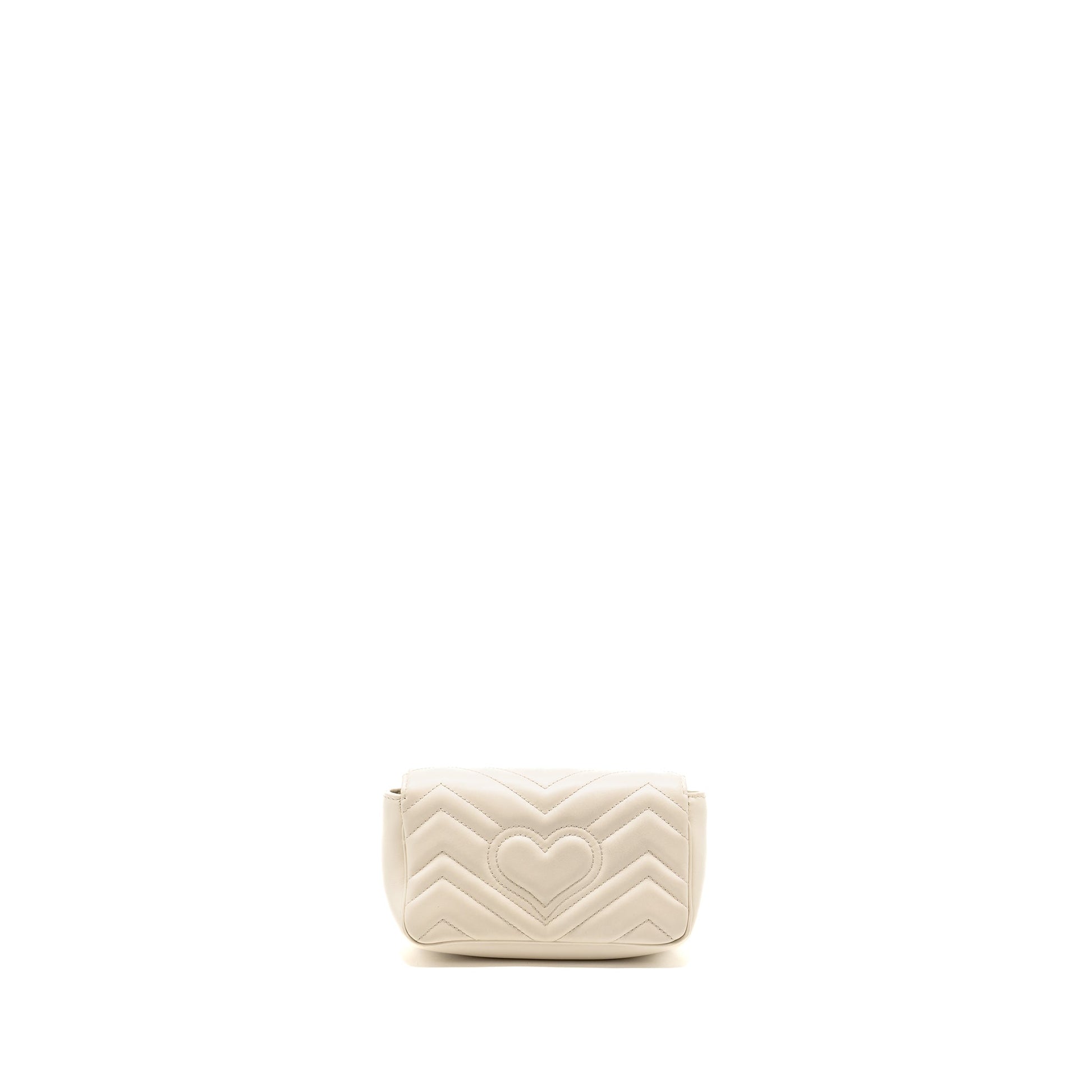 Gucci Marmont Super Calfskin Handbag White Mini Travel Bag Ghw 1