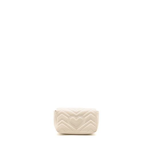 Gucci Marmont Super Calfskin Handbag White Mini Travel Bag Ghw 1