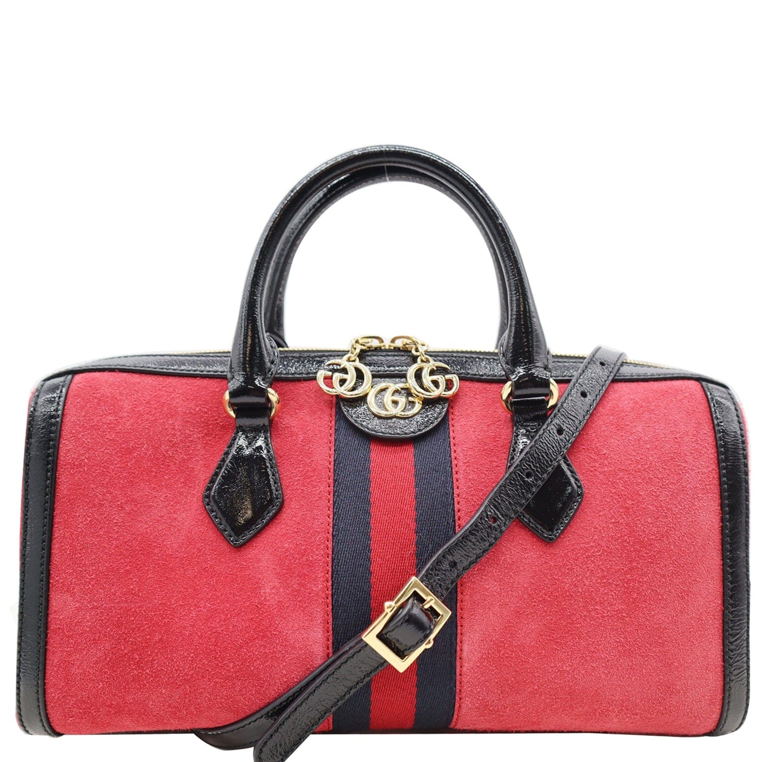 Gucci Ophidia Top Handle Boston Bag Suede Red Travel Bag