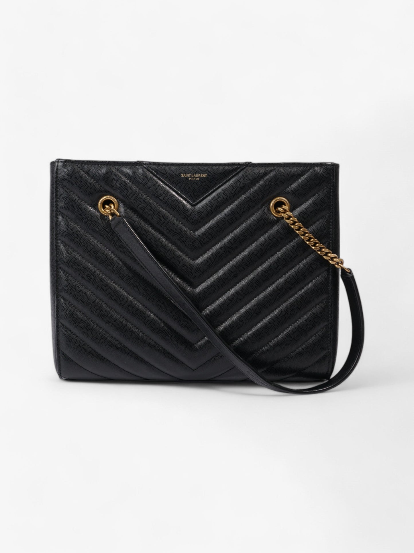 YSL Saint Laurent Tribeca Tote Leather Matelasse Black Shoulder Bag