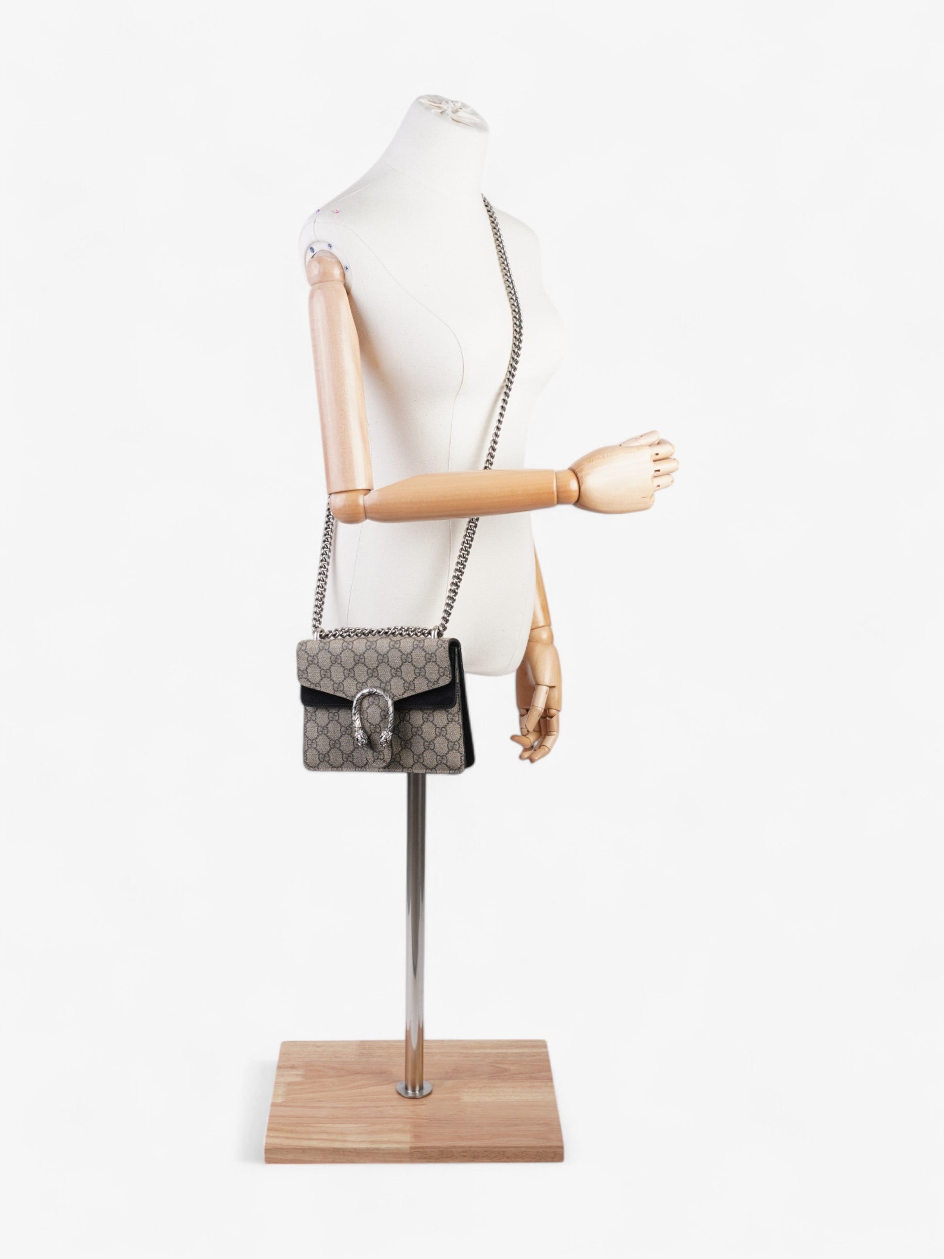 Gucci Dionysus Supreme Coated Shoulder Bag Canvas Black
