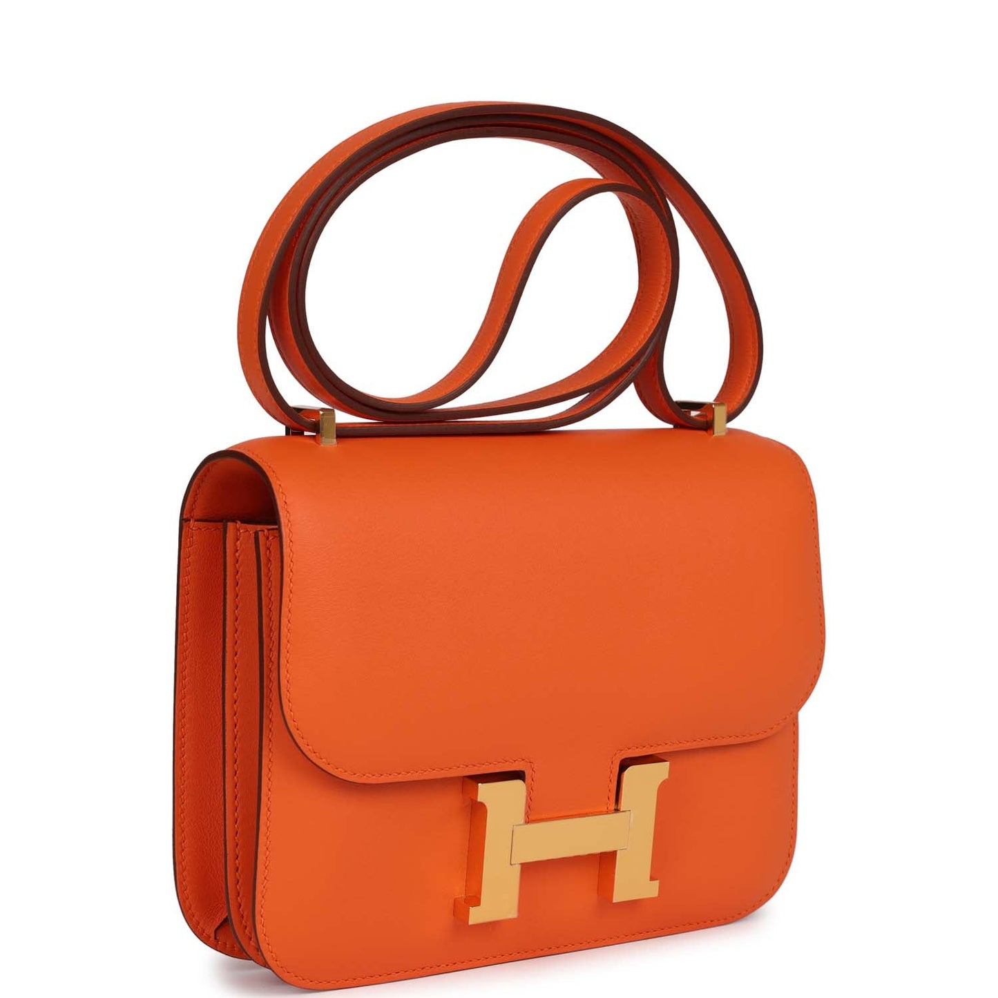 Hermes Constance Orange Swift Hardware Handbag Gold Travel Bag Gold Hardware
