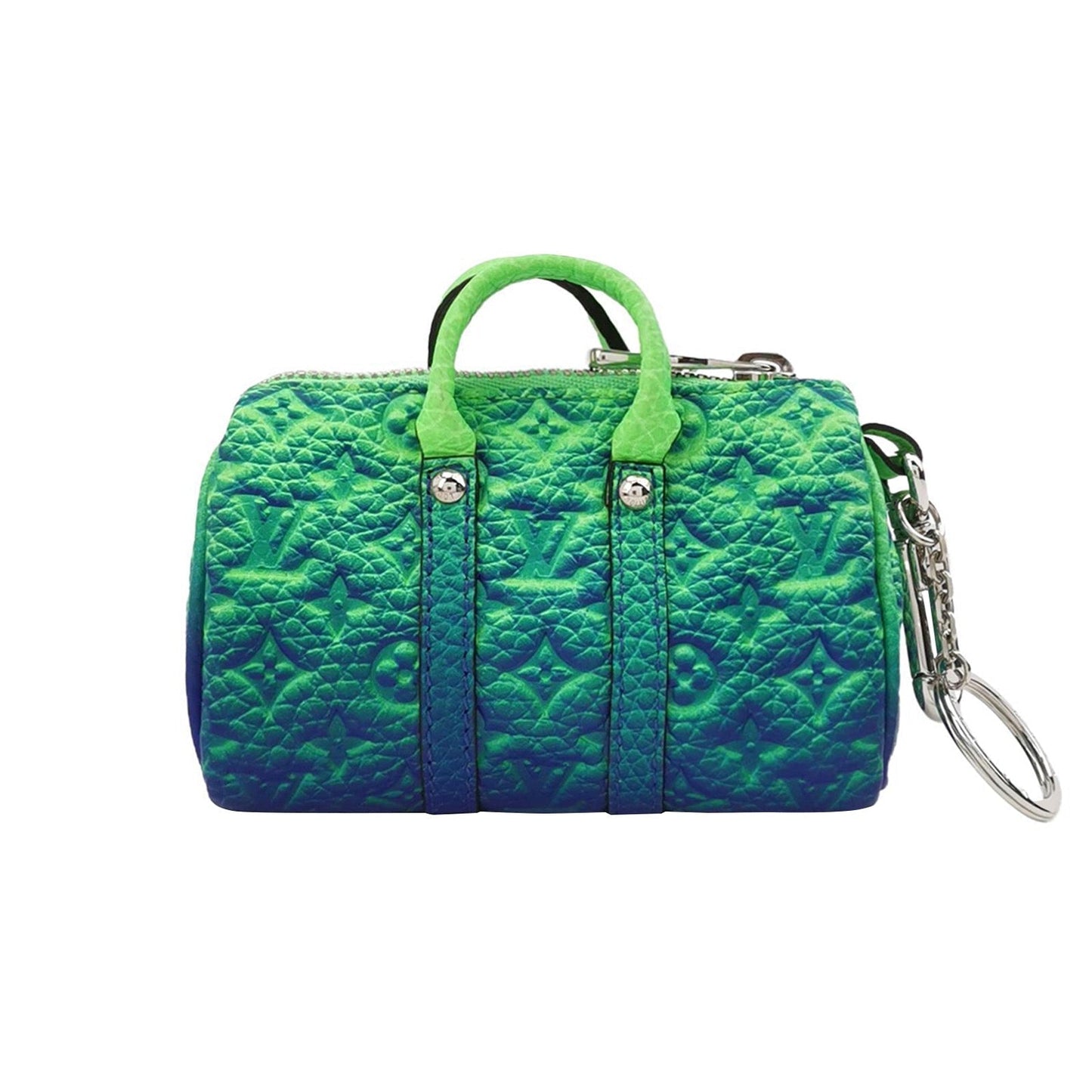Louis Vuitton Virgil Abloh Taurillon Illusion Keepall Charm Blue Green Key Chain