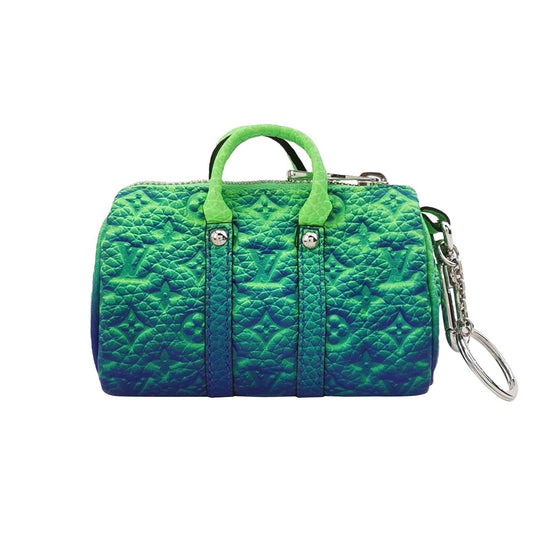 Louis Vuitton Virgil Abloh Taurillon Illusion Keepall Charm Blue Green Key Chain