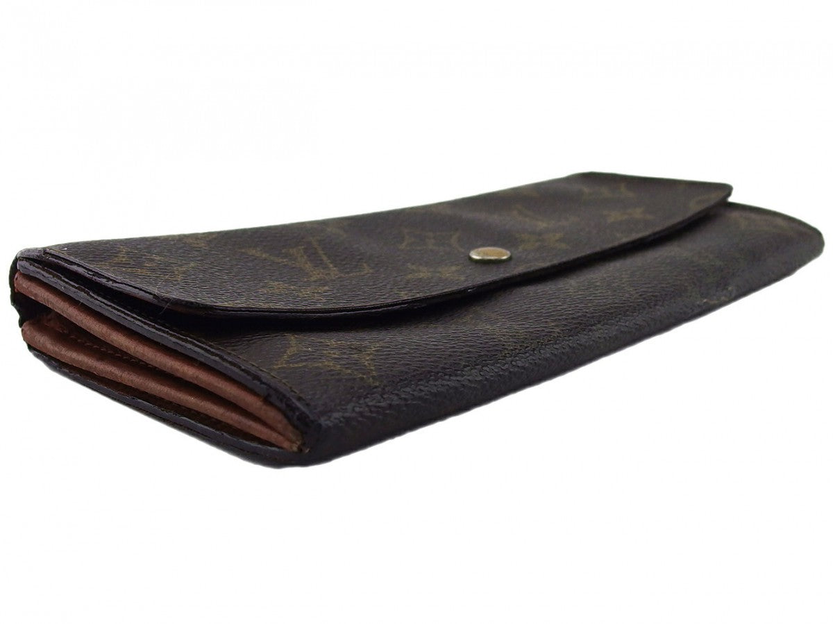 Louis Vuitton Long Purse Dark x Pochette Brown Beige Wallet Case B1332