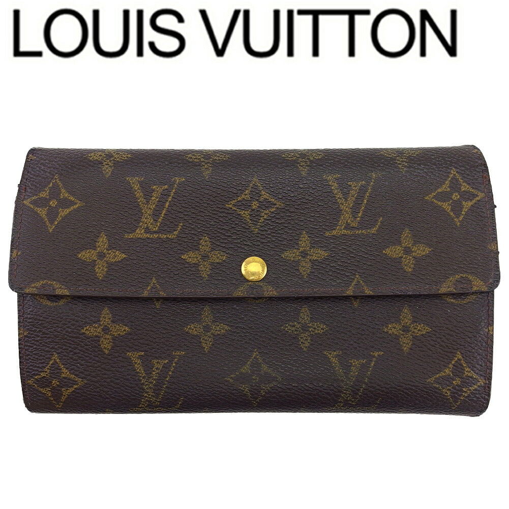Louis Vuitton Long Purse Dark x Pochette Brown Beige Wallet Case