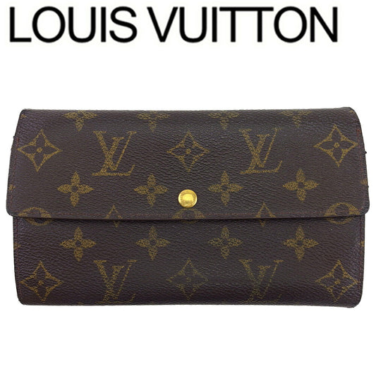 Louis Vuitton Long Purse Dark x Pochette Brown Beige Wallet Case