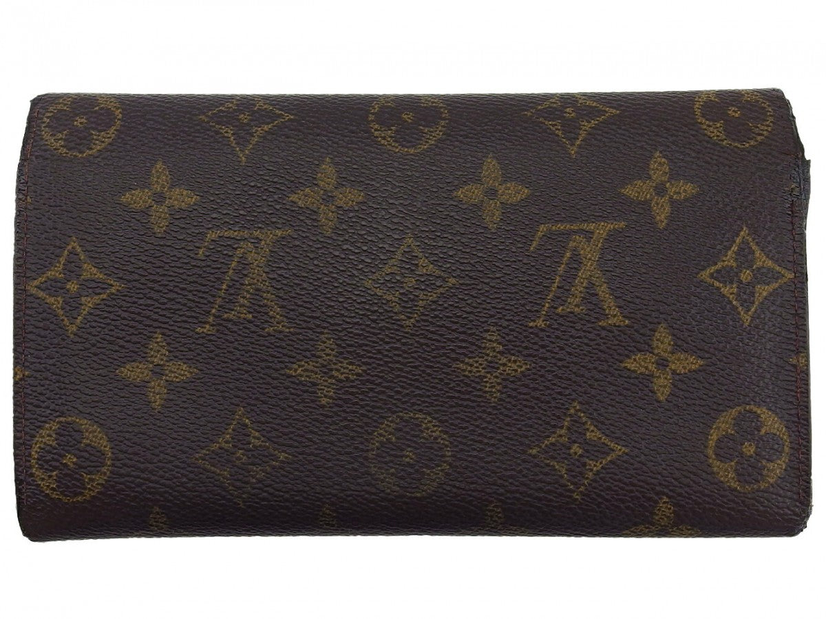 Louis Vuitton Long Purse Dark x Pochette Brown Beige Wallet Case