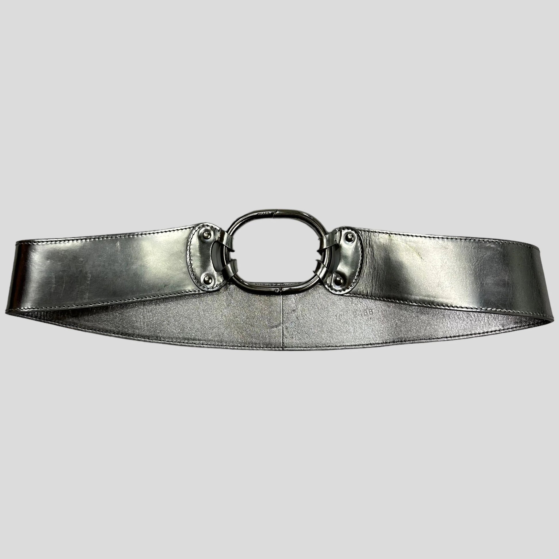 Prada Handbag Milano 90’s Astro Buckle Belt Leather Metal