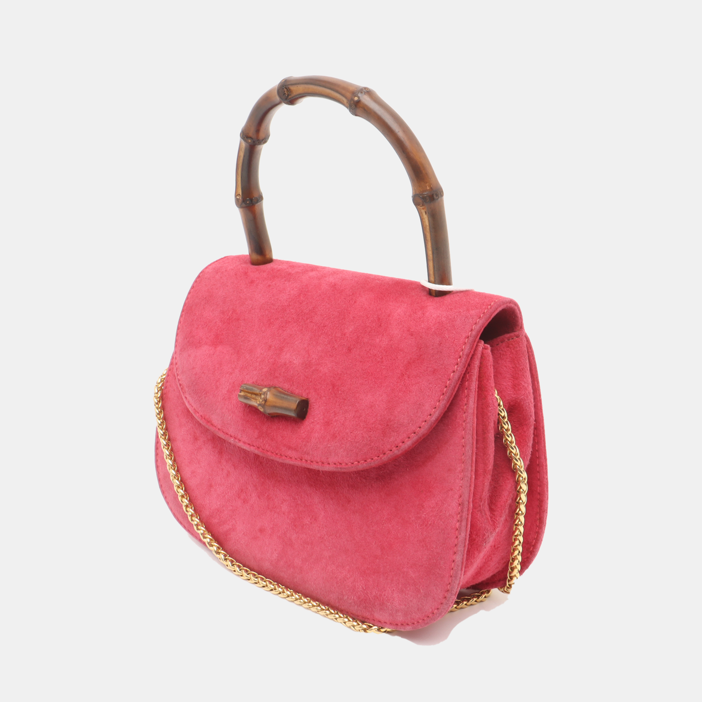 Gucci Bamboo Night Super Evening Suede Pink Mini Chain Travel Bag