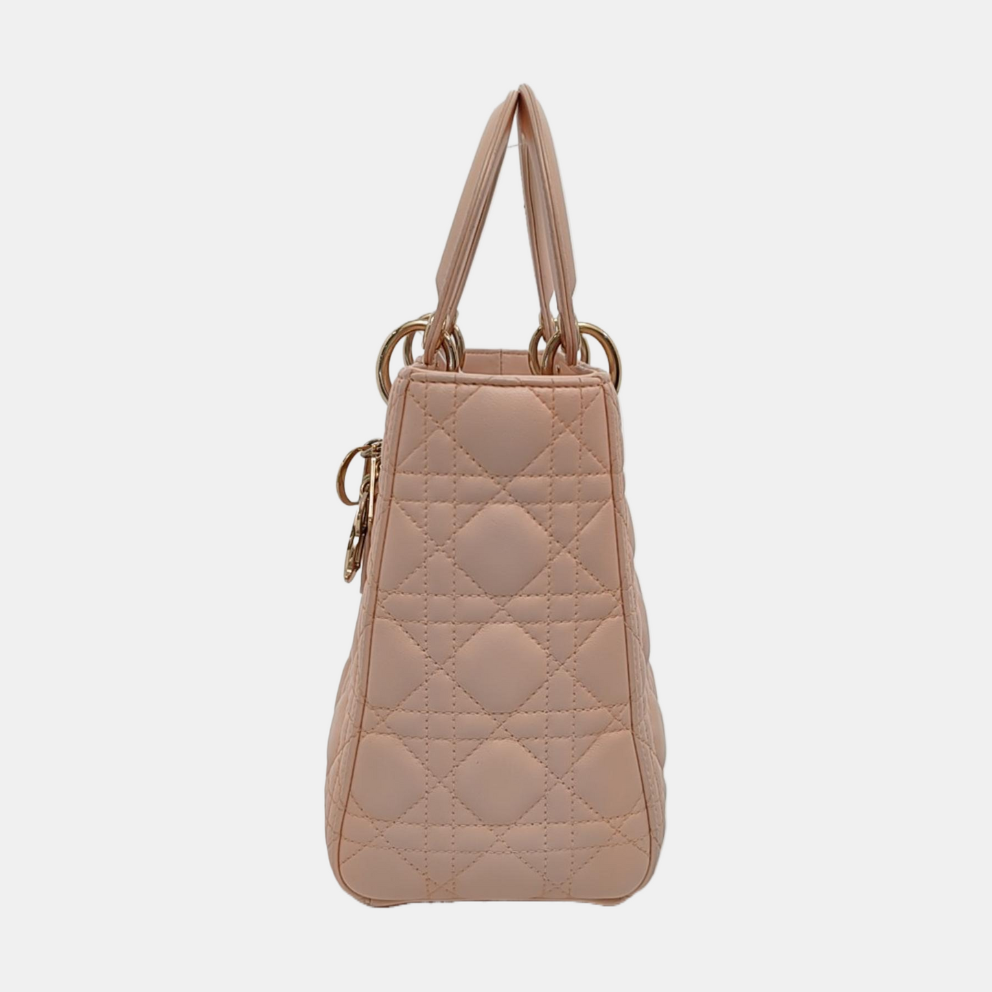 Dior Lady Medium Light Lambskin Hardware Handbag Leather Pink Travel Bag