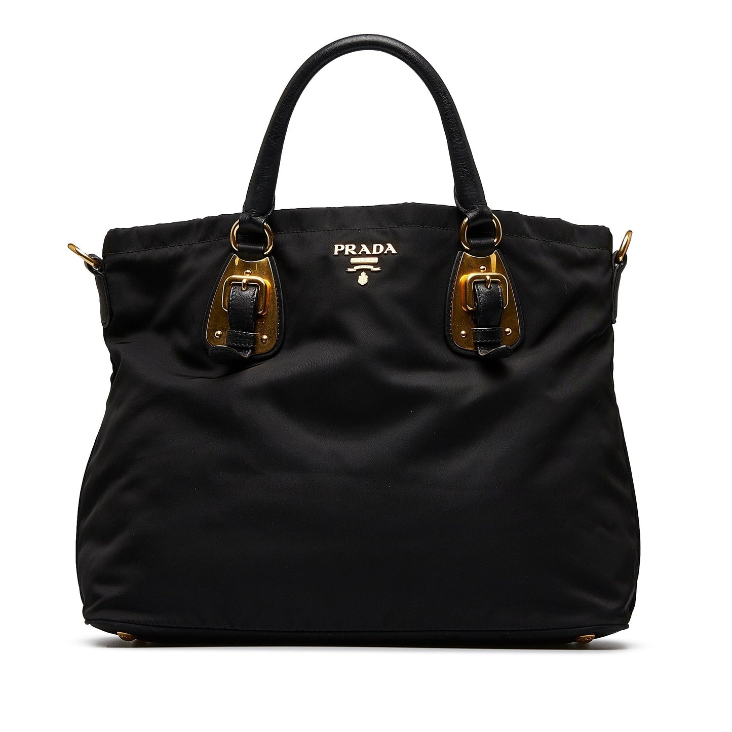 Prada Tessuto Handbag Canvas Nylon Black Satchel Bag