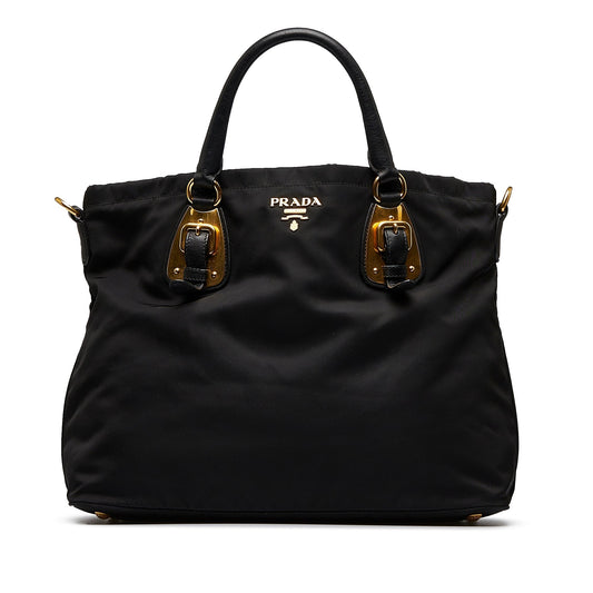Prada Tessuto Handbag Canvas Nylon Black Satchel Bag