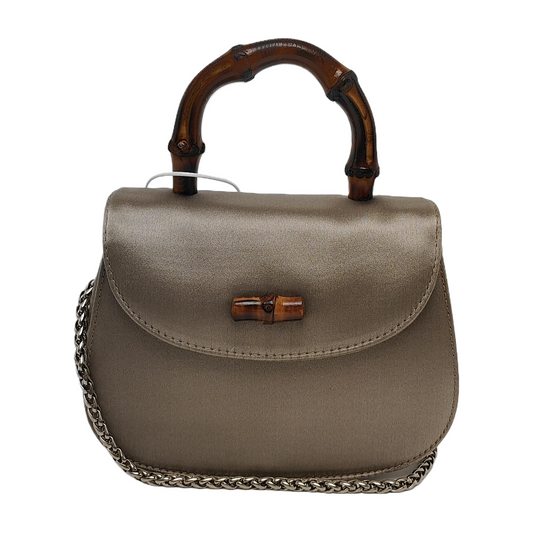 Gucci Bamboo Night Super Silk Evening Beige Grey Mini Chain Travel Bag