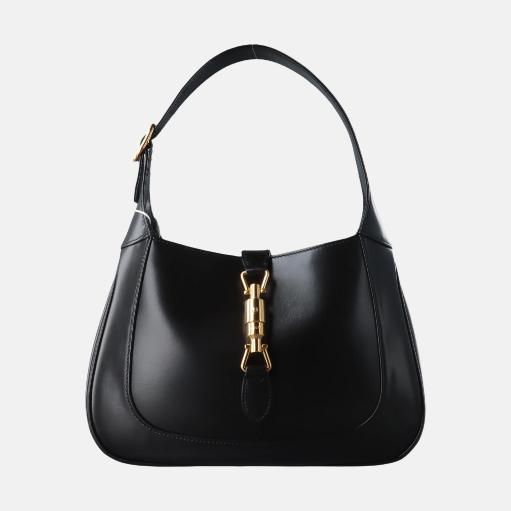 Gucci Jackie Piston Lock Leather Black Small Travel Bag