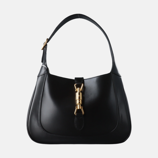 Gucci Jackie Piston Lock Leather Black Small Travel Bag