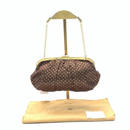 Louis Vuitton Satin Aumoniere Evening Monogram Brown Clutch Bag