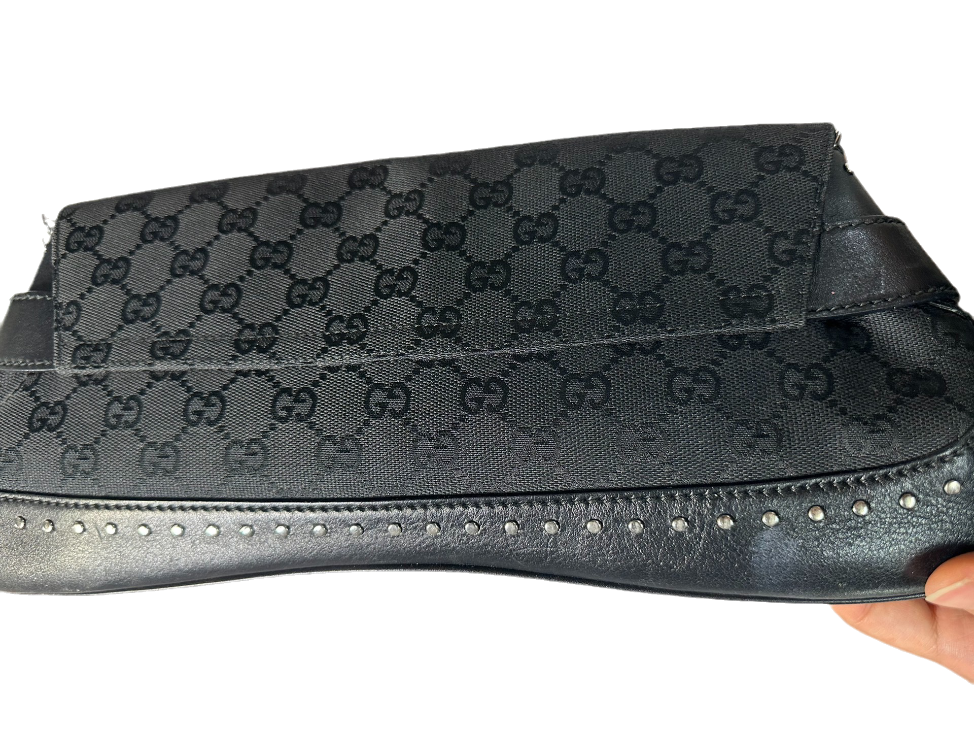 Gucci Horsebit Cloth Monogram Black Shoulder Bag Shoulder Bag