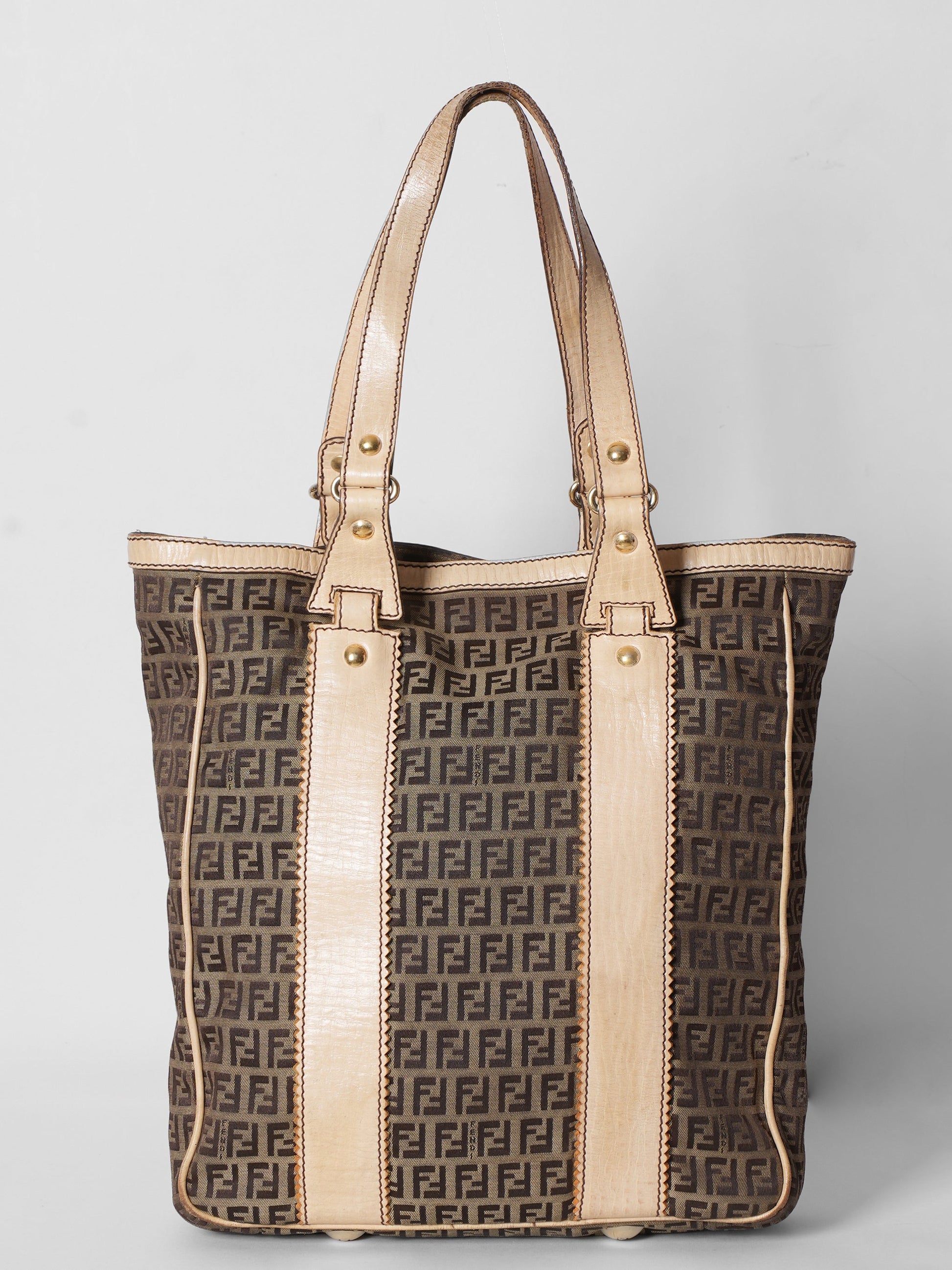 Fendi Shoulder Bag Zucchino Canvas Top Handle