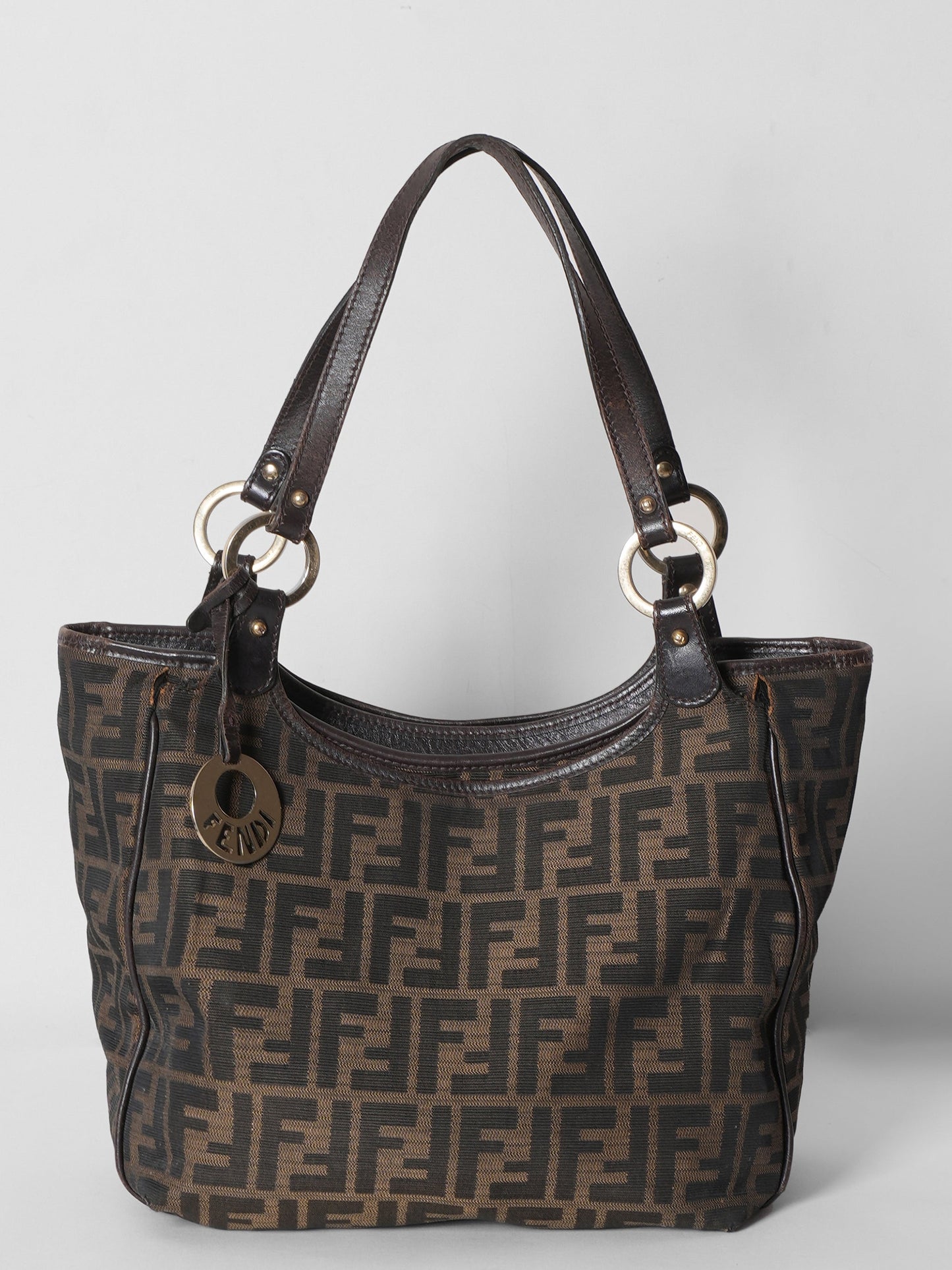 Fendi Shoulder Bag Tobacco Zucca Chef Shopper Bag Canvas