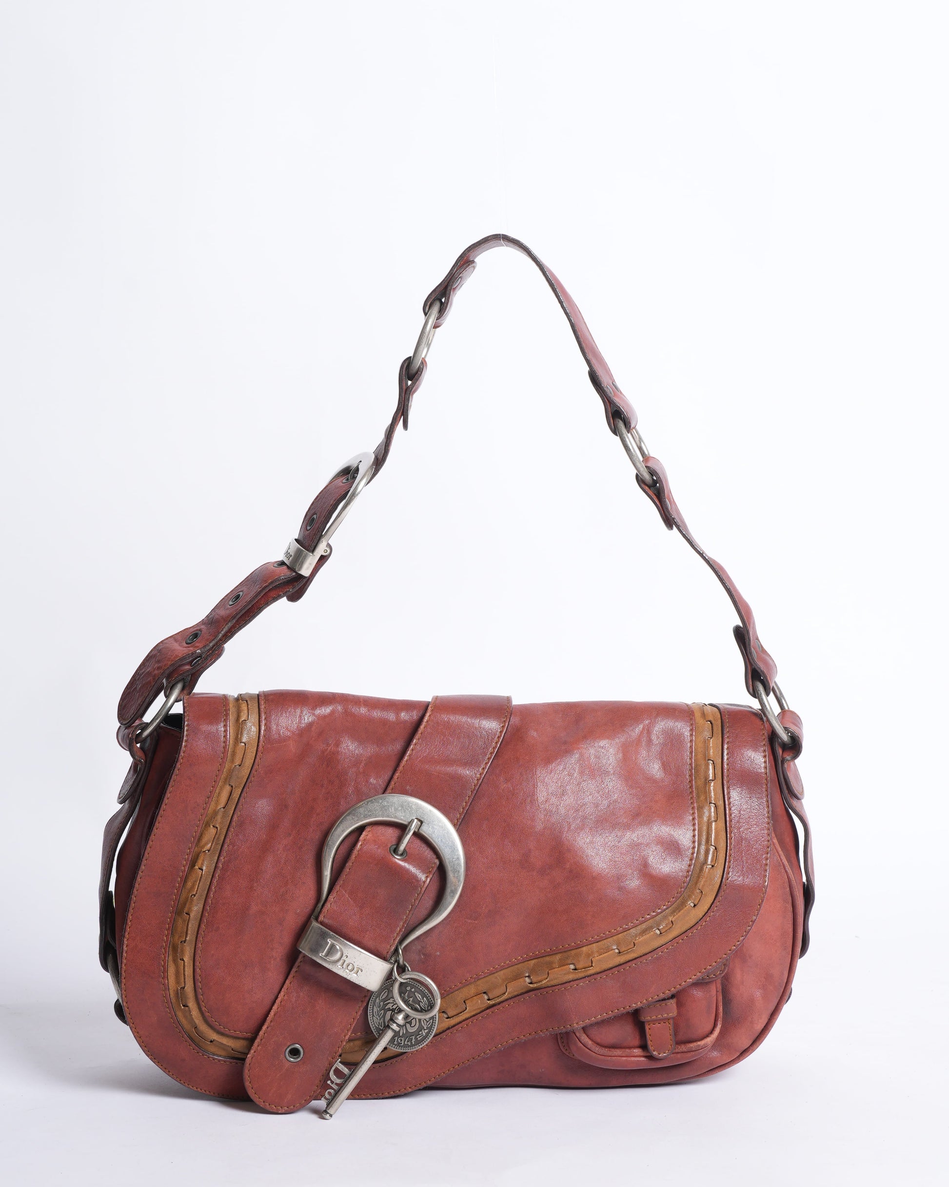 Dior Handbag Rare Christian Gaucho Saddle Bag In Rustic Red Top Handle Shoulder Bag