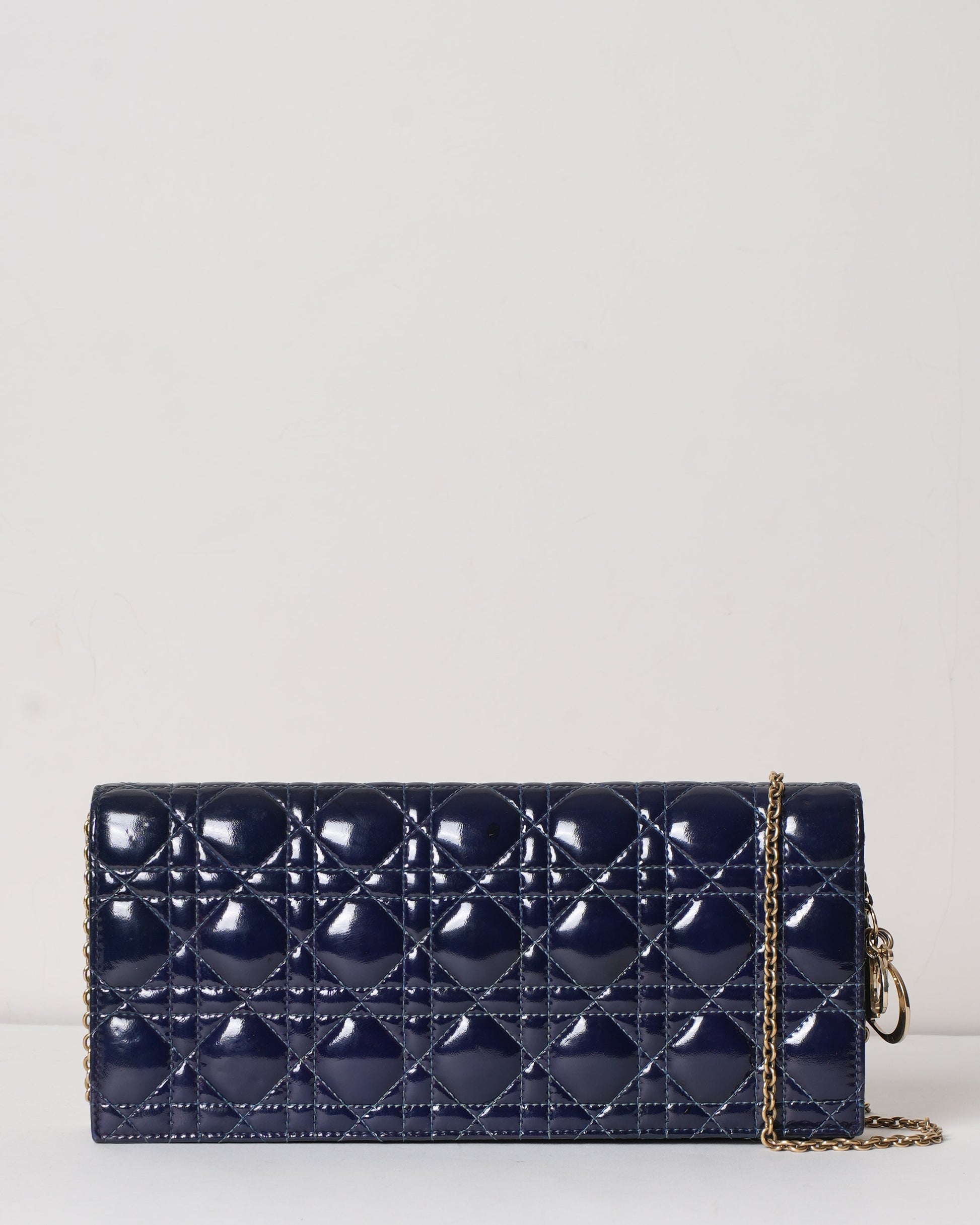 Dior Handbag Cannage Lady Clutch Leather Blue Clutch Bag