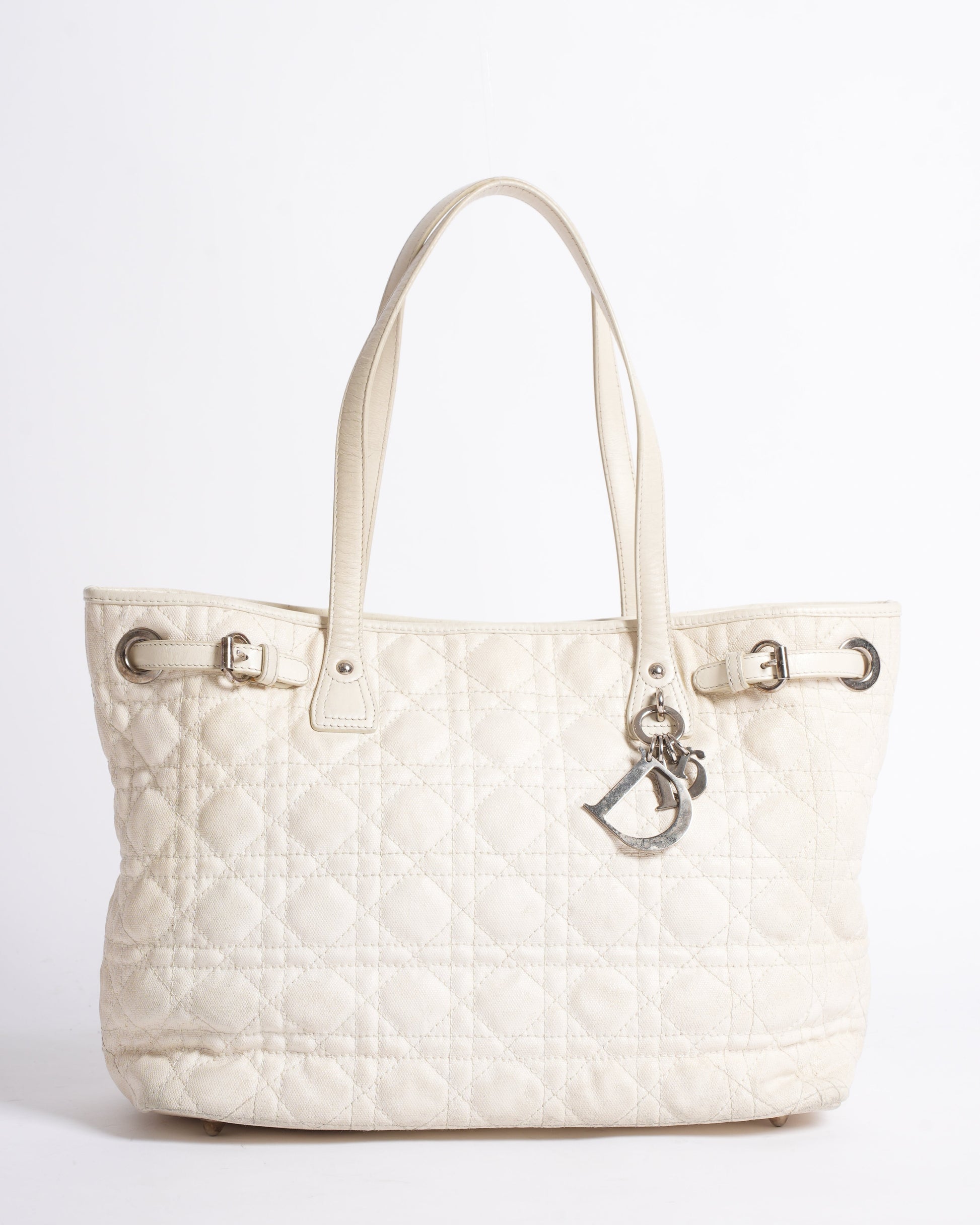 Dior Shoulder Bag Christian Cannage In Canvas White