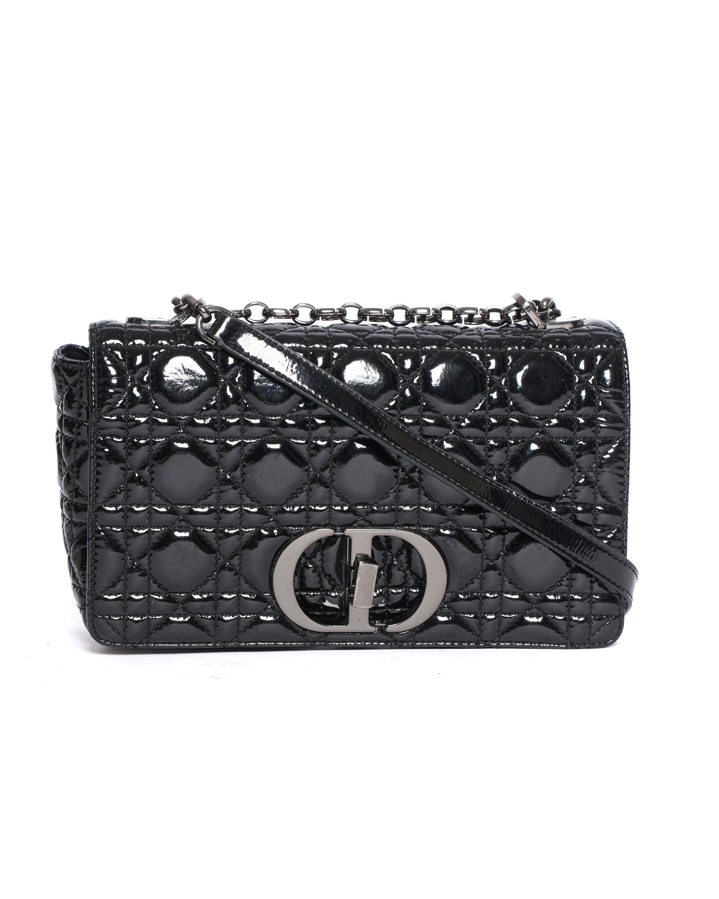Dior Handbag Christian Caro Bag in Leather Patent Black Sling Bag