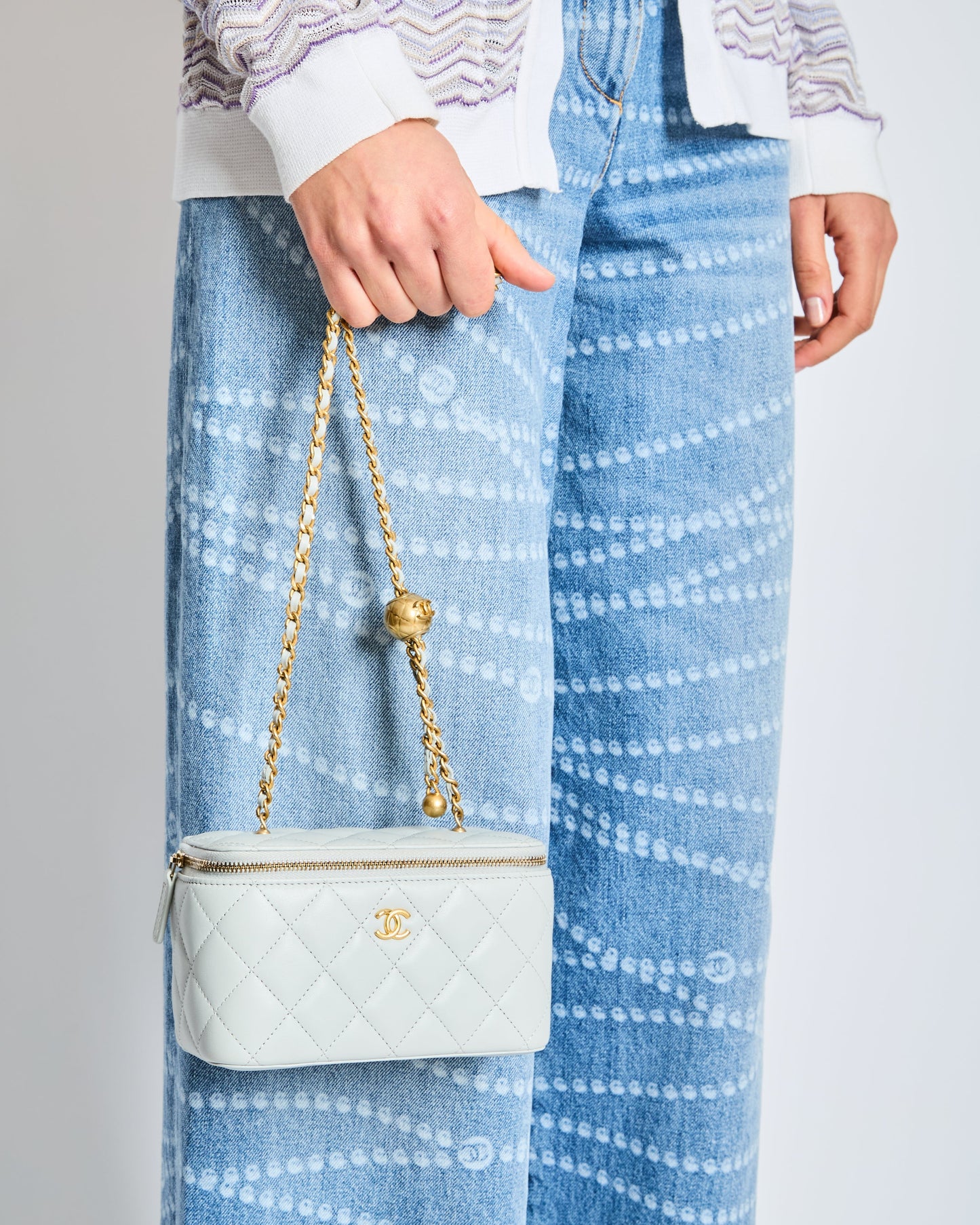 Chanel *HOT* Pastel Blue Coco Crush Vanity Bag in Lambskin Leather with Antique Gold Hardware