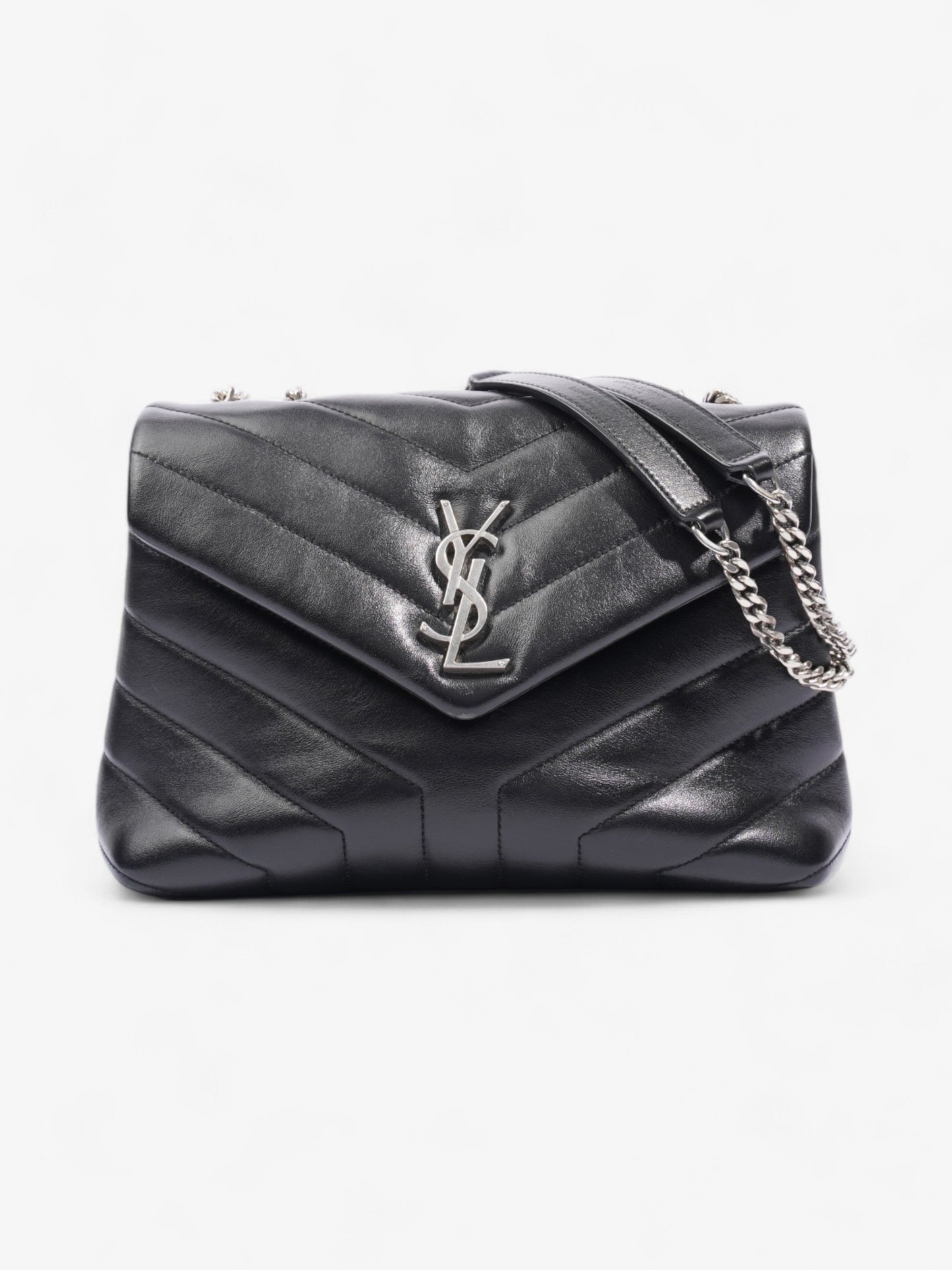 YSL Saint Laurent Lou Lou Calfskin Shoulder Bag Leather Black Small