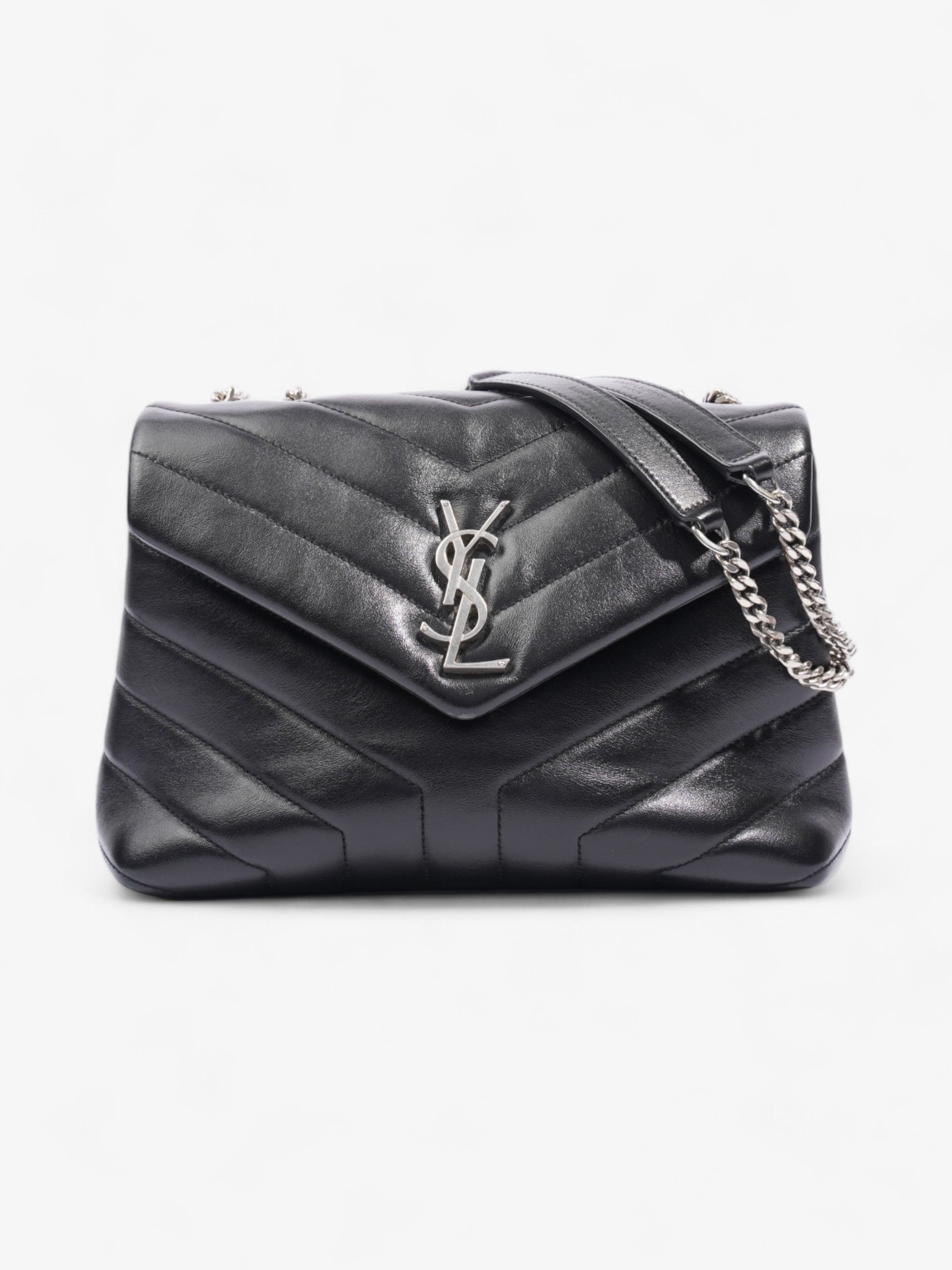 YSL Saint Laurent Lou Lou Calfskin Shoulder Bag Leather Black Small