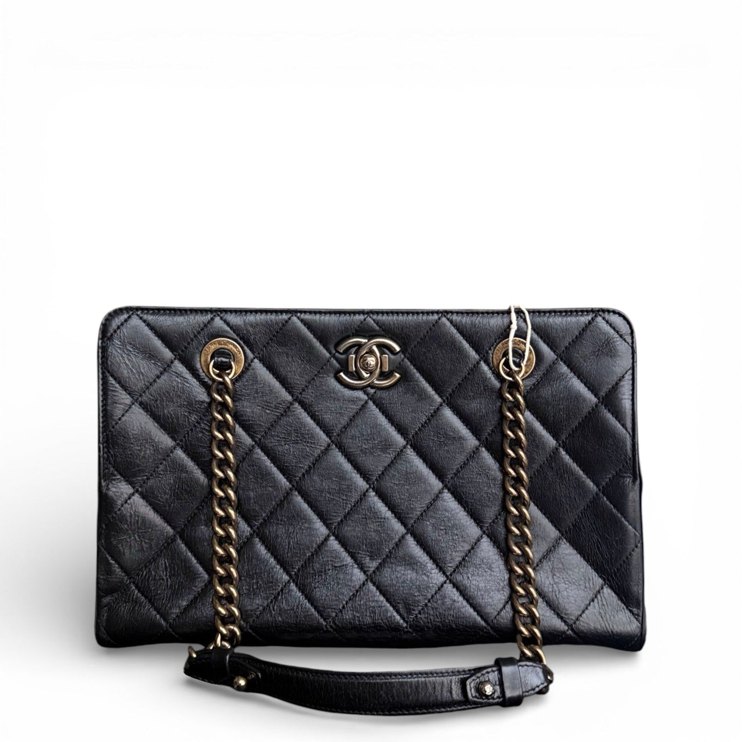 Chanel Shopping Tote - Calfskin Hardware Quilted Black Tote Bag