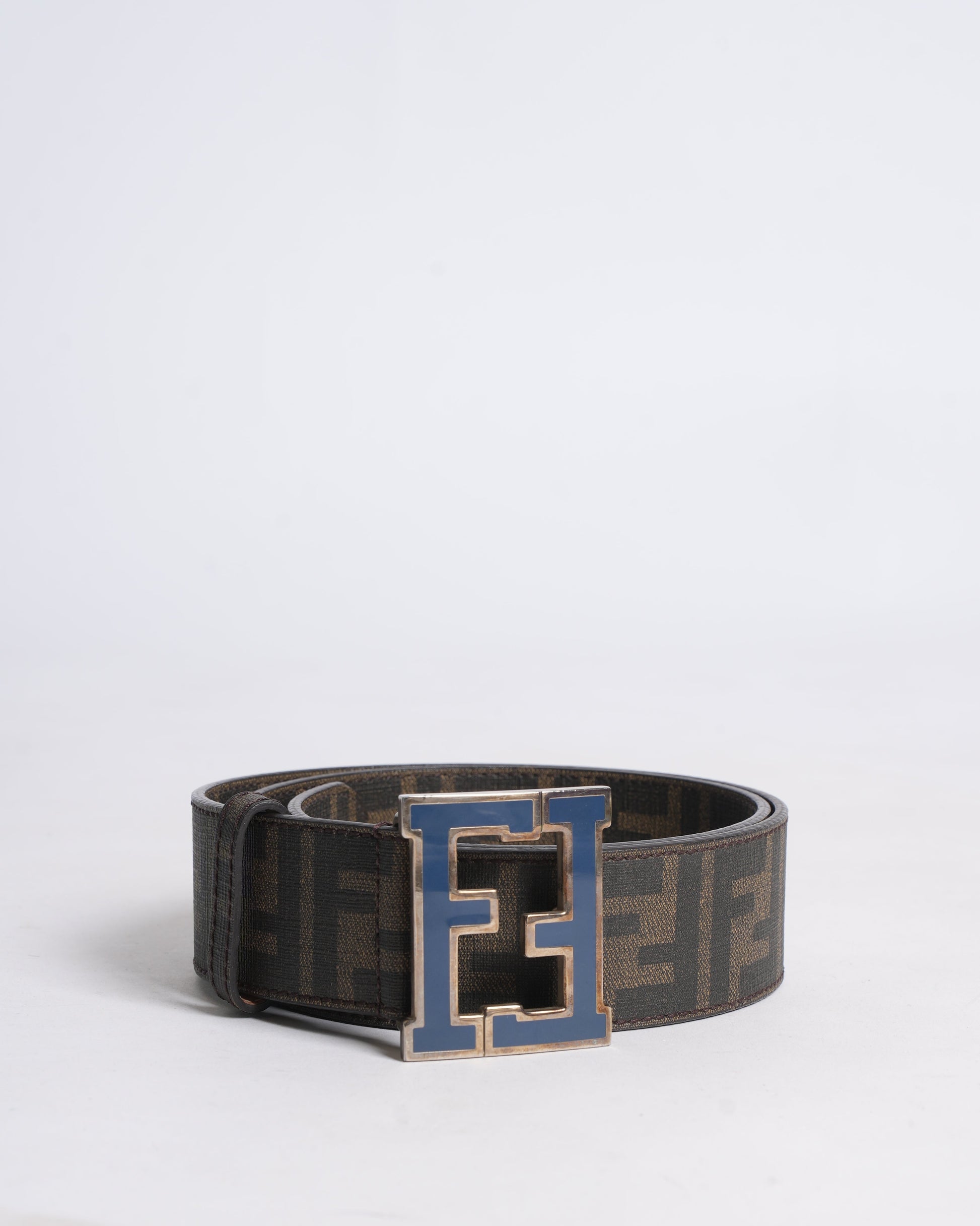 Fendi Handbag Men's Reversible Belt In WIth Buckle Canvas Monogram Blue