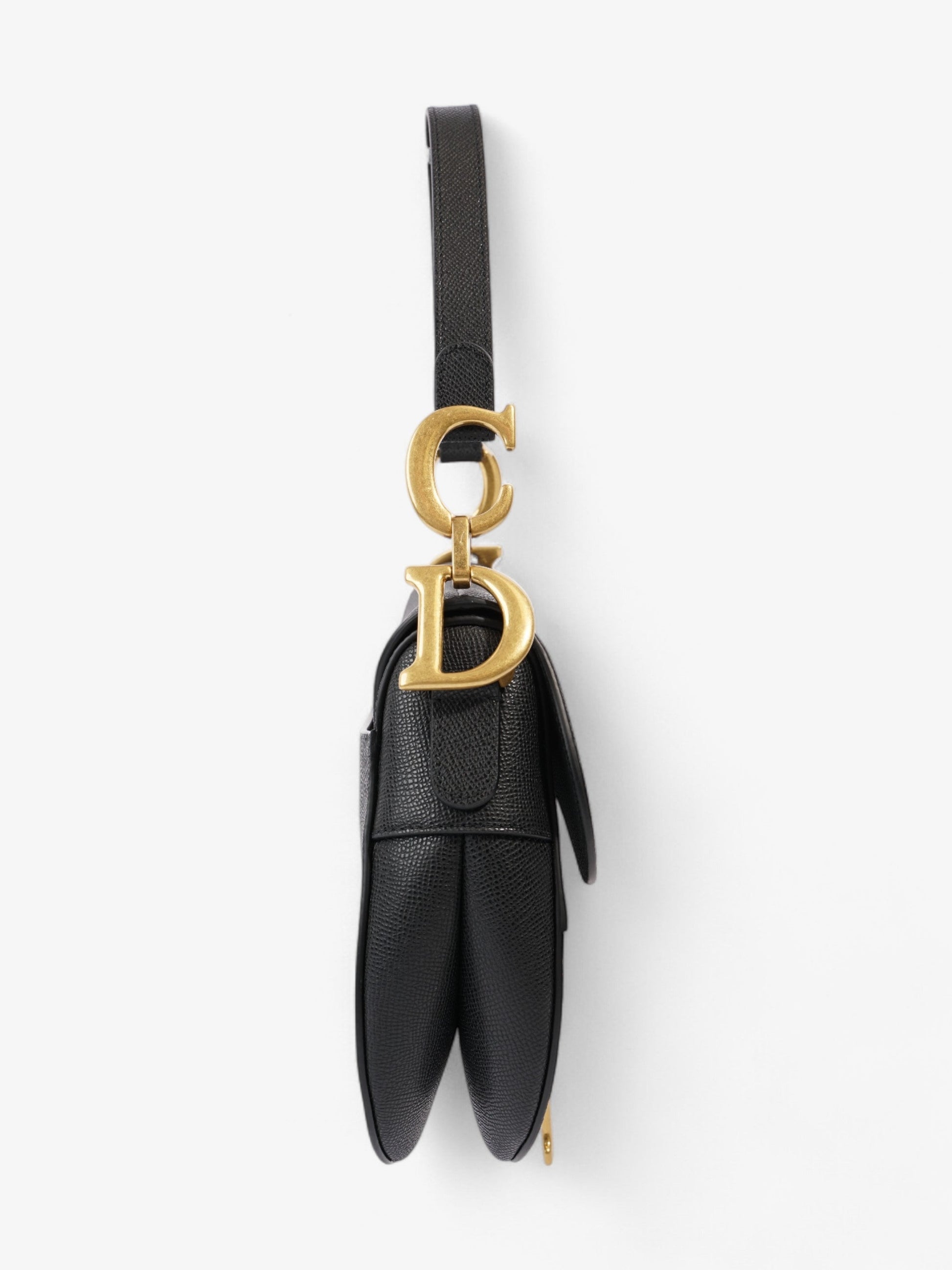 Dior Christian Saddle Bag With Strap Calfskin Leather Black Crossbody Bag