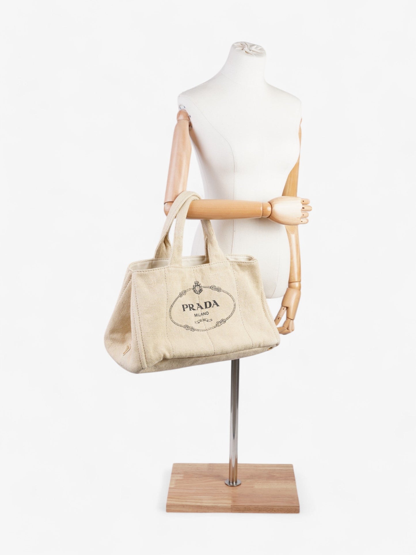 Prada Canapa Tote Canvas Cream Large Shoulder Bag