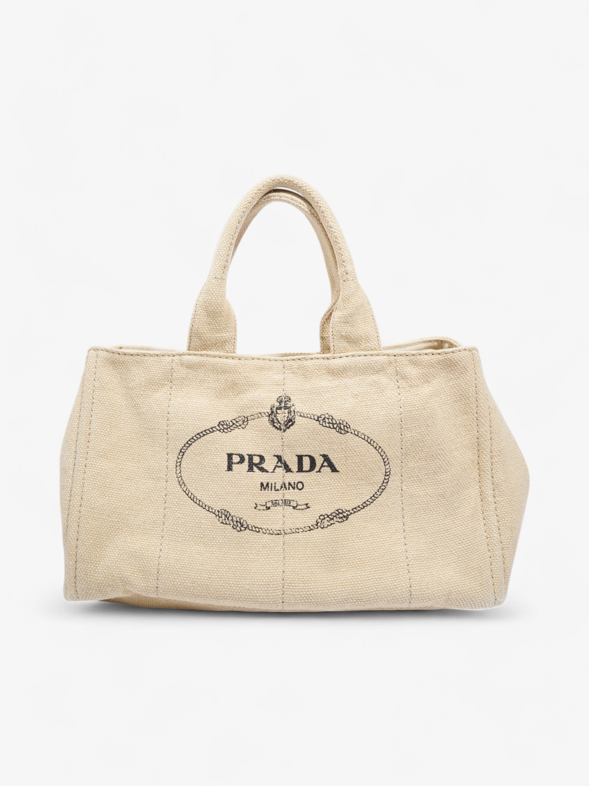 Prada Canapa Tote Canvas Cream Large Shoulder Bag