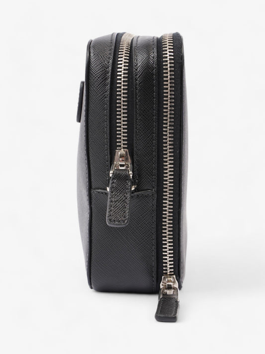 Prada Zipped Clutch Leather Saffiano Black Clutch Bag