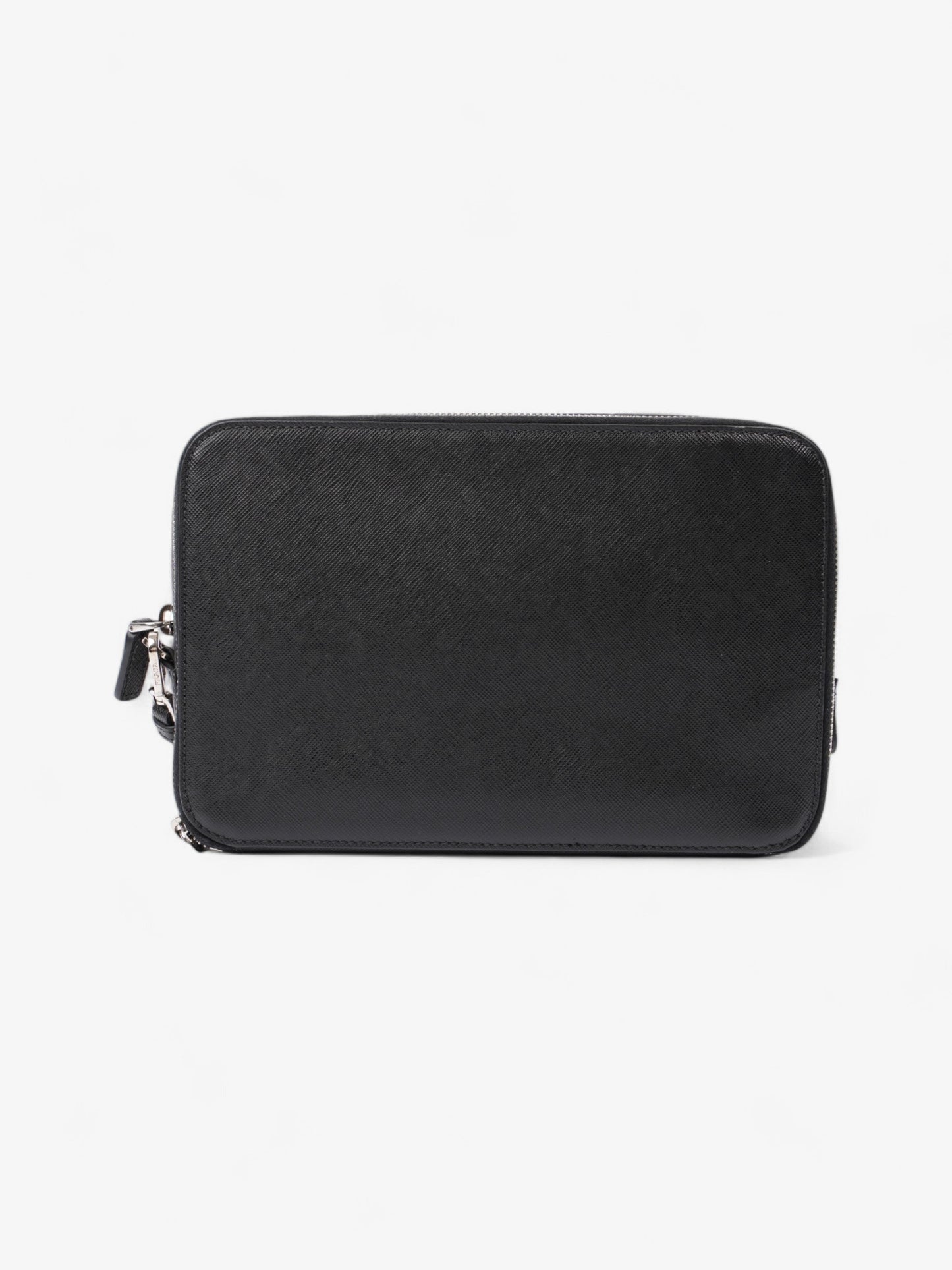 Prada Zipped Clutch Leather Saffiano Black Clutch Bag
