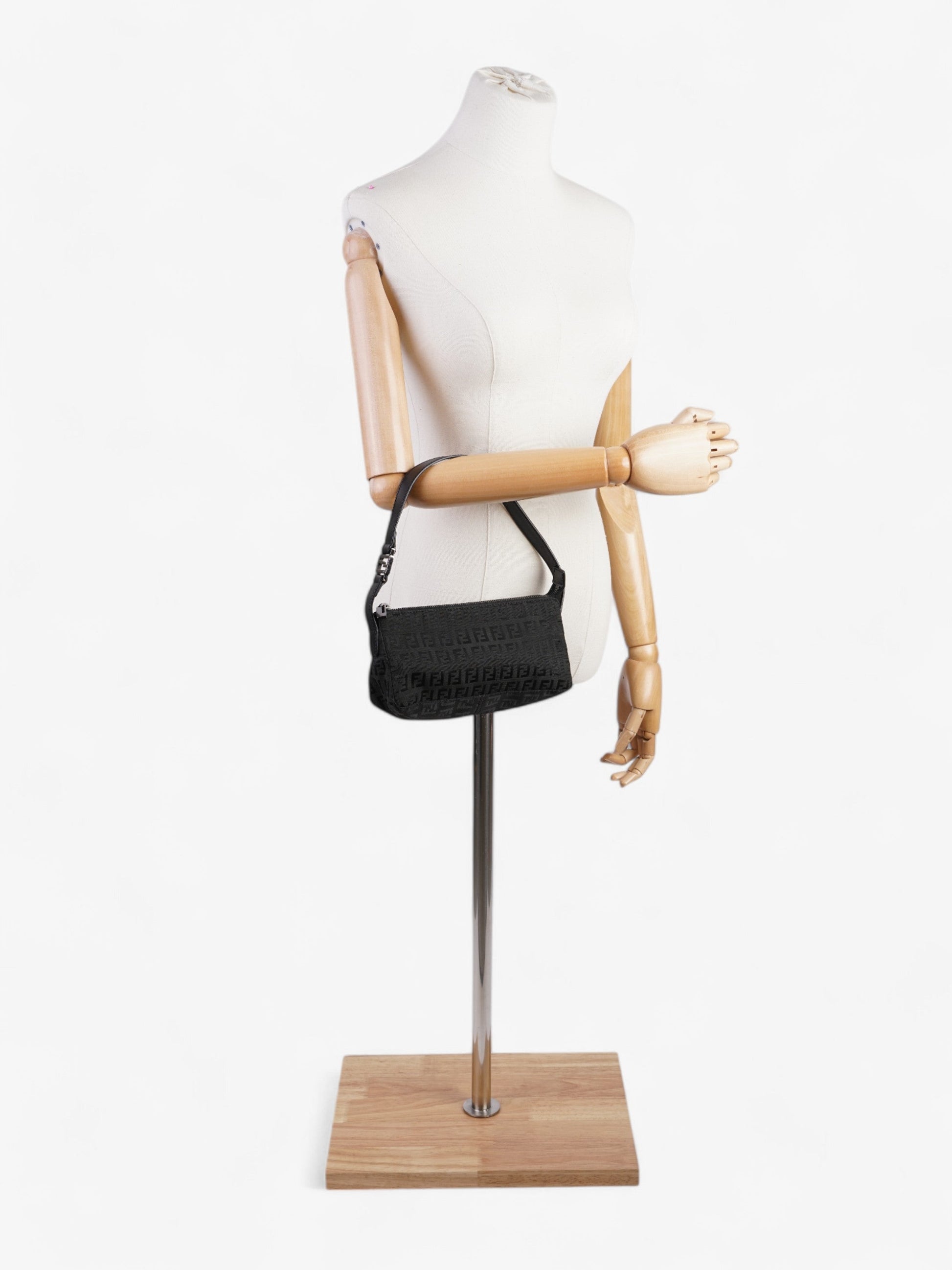 Fendi Zucca Shoulder Bag Canvas Black