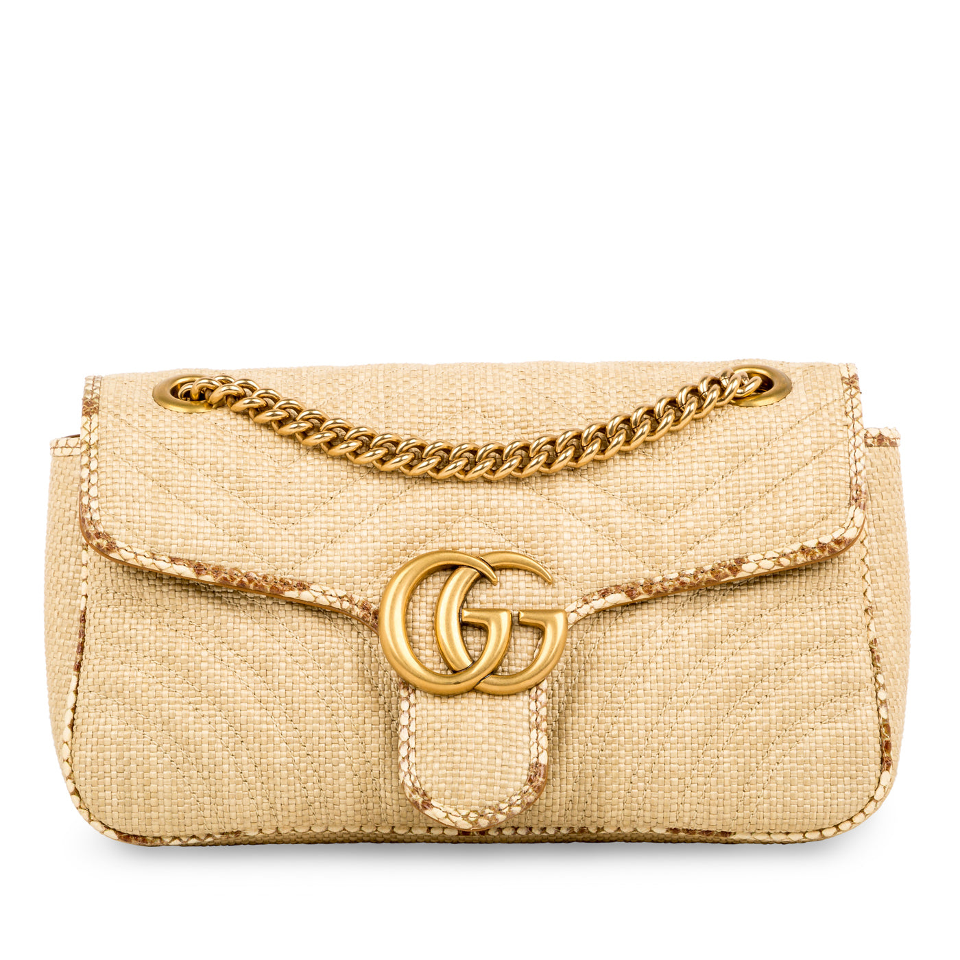 Gucci Marmont Bag And Python Raffia Small Shoulder Bag