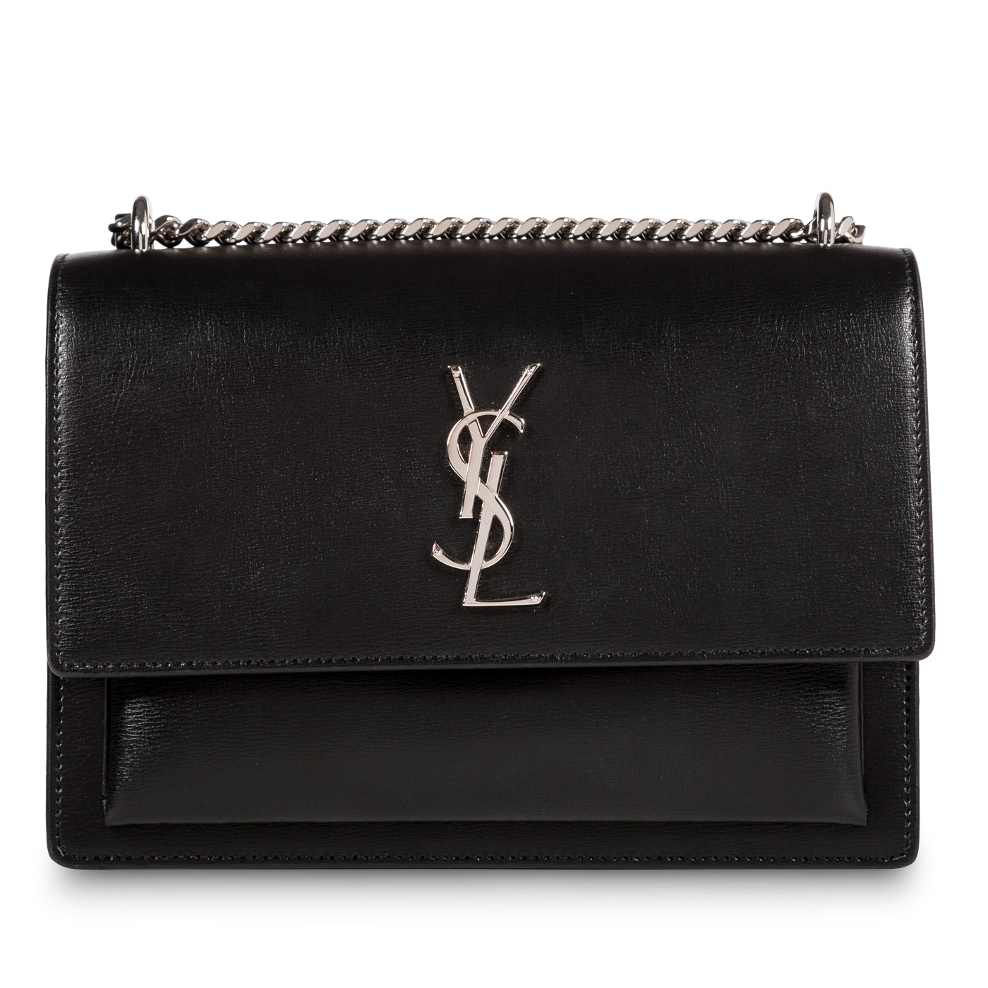 YSL Saint Laurent Sunset Crossbody Bag Medium Medium Black Shw