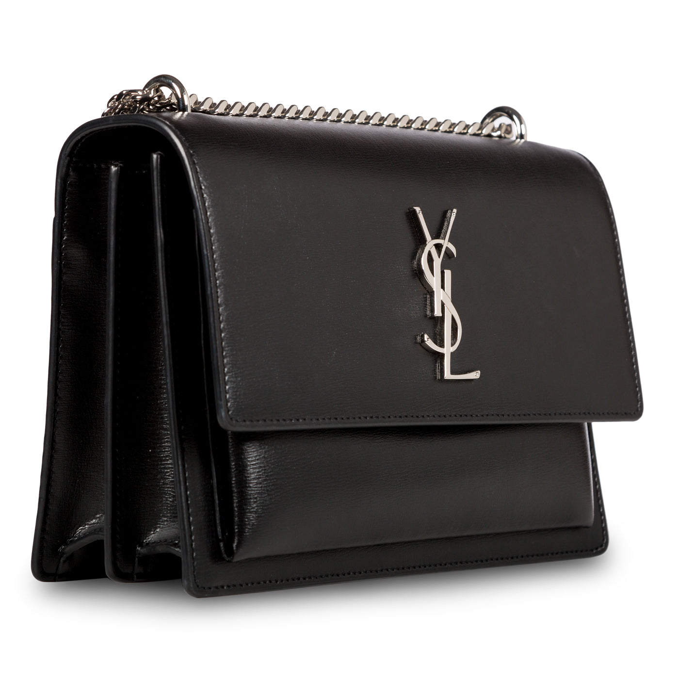 YSL Saint Laurent Sunset Crossbody Bag Medium Medium Black Shw